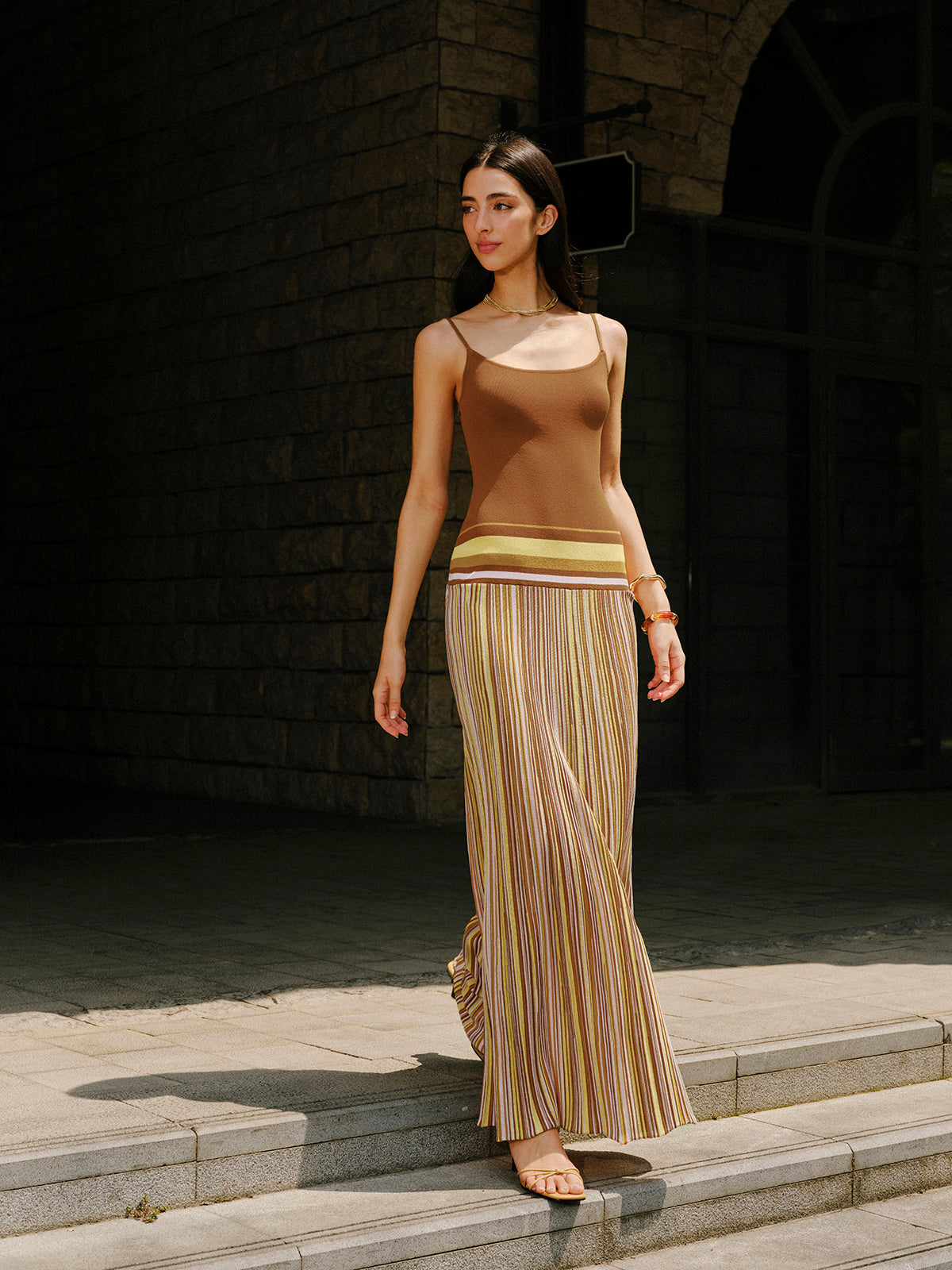 Striped Knit Cami Dress