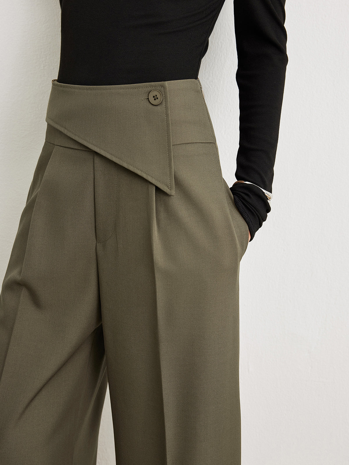 Mid-Waist Asymmetrical Design Pants
