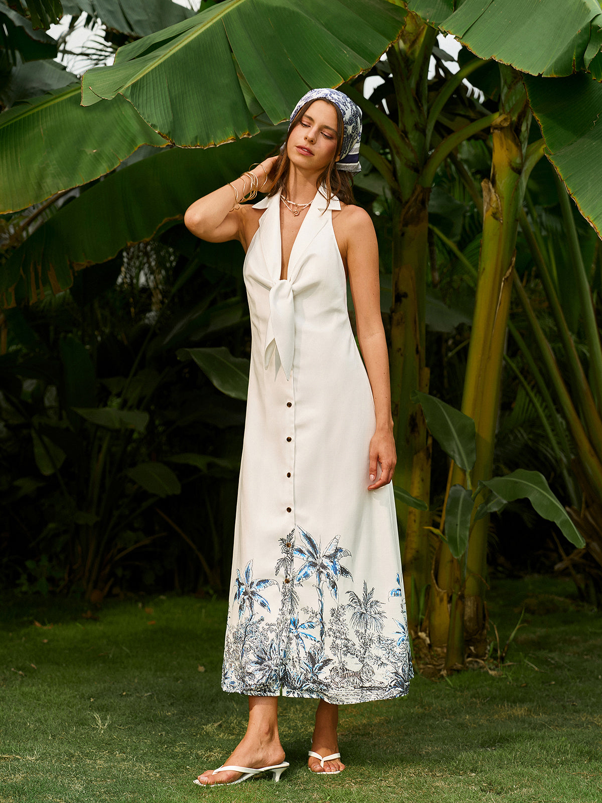 Boho Tie-Front Backless Dress