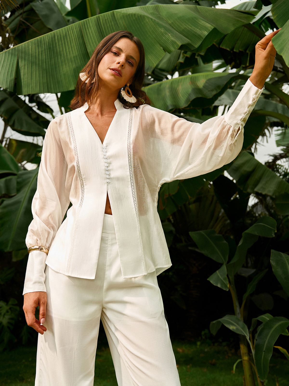 Sheer Puff Sleeve Blouse