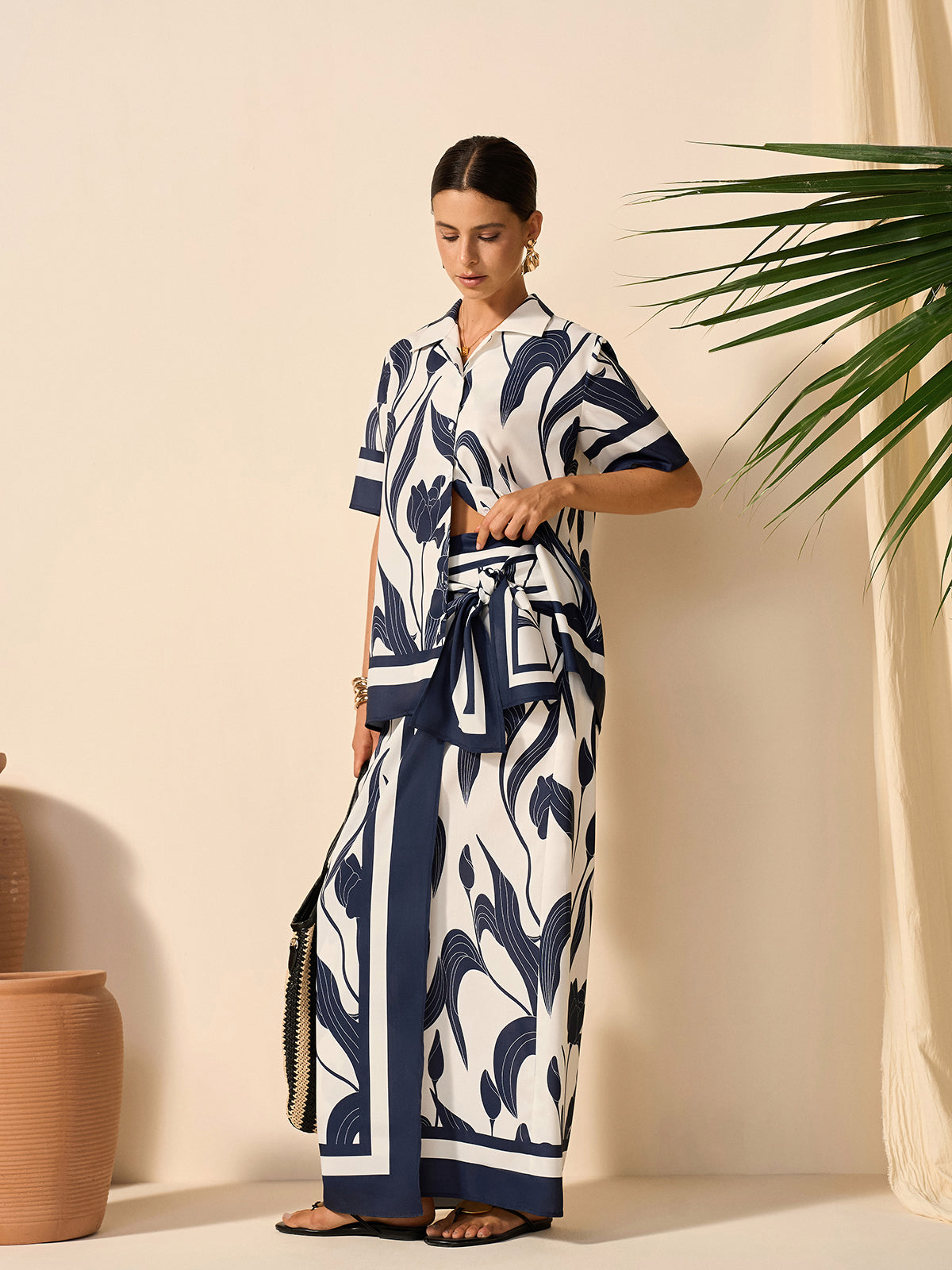 Floral Print Tie-Waist Skirt