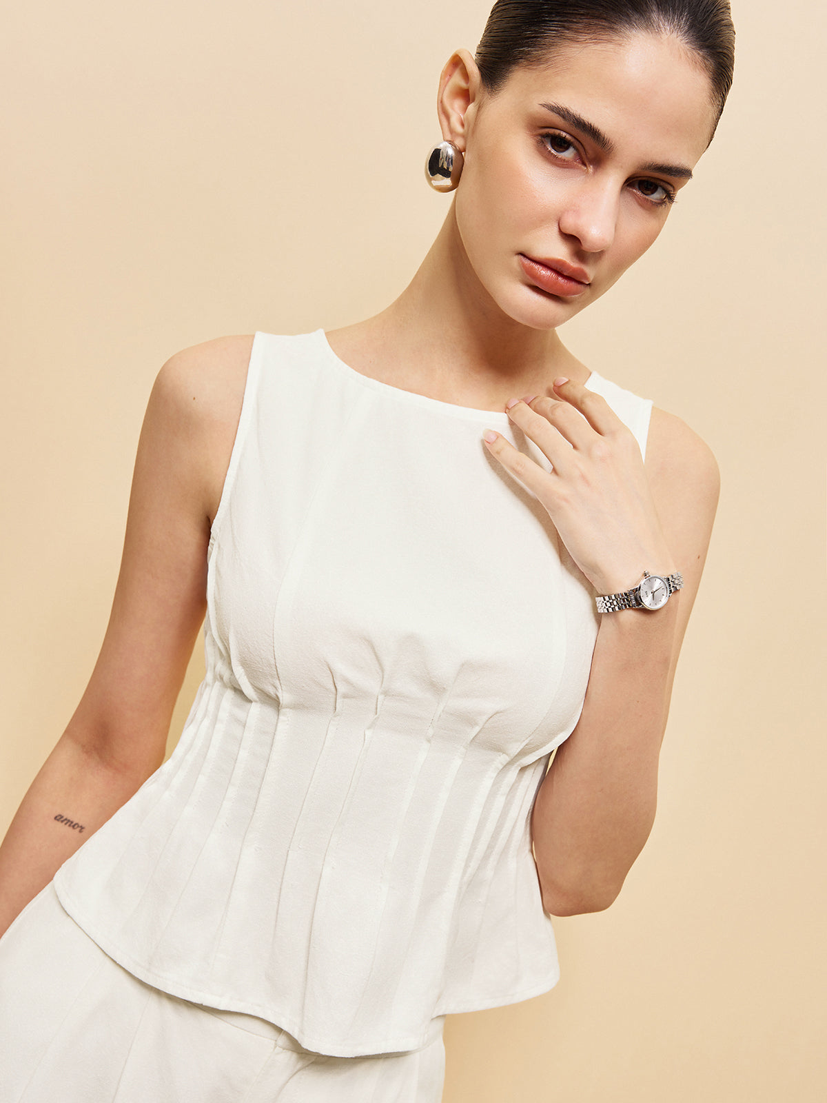 Peplum Top With Wide-Leg Pants Set