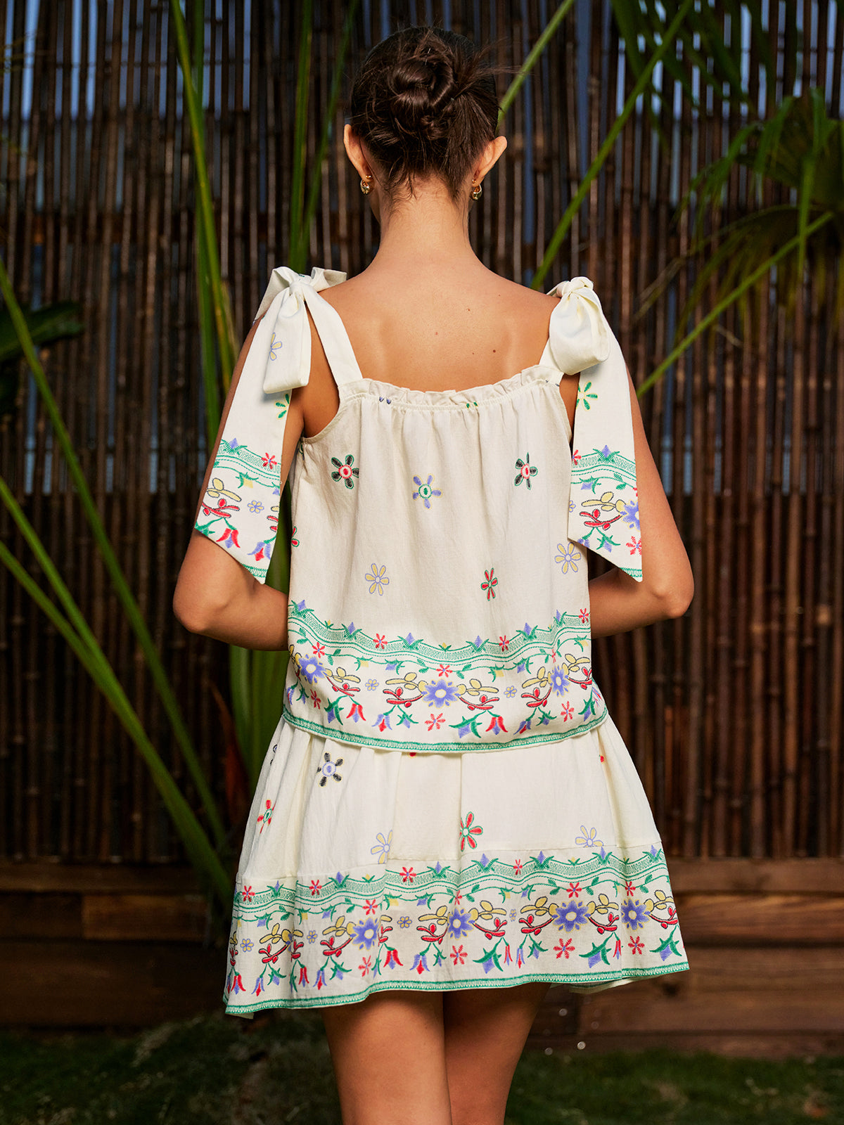 Floral Print Tie-Strap Skirt Set