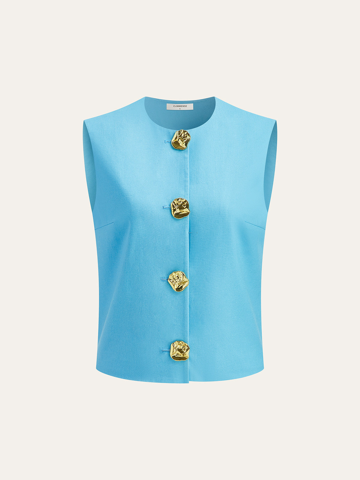 Cotton & Linen Button-Detail Vest