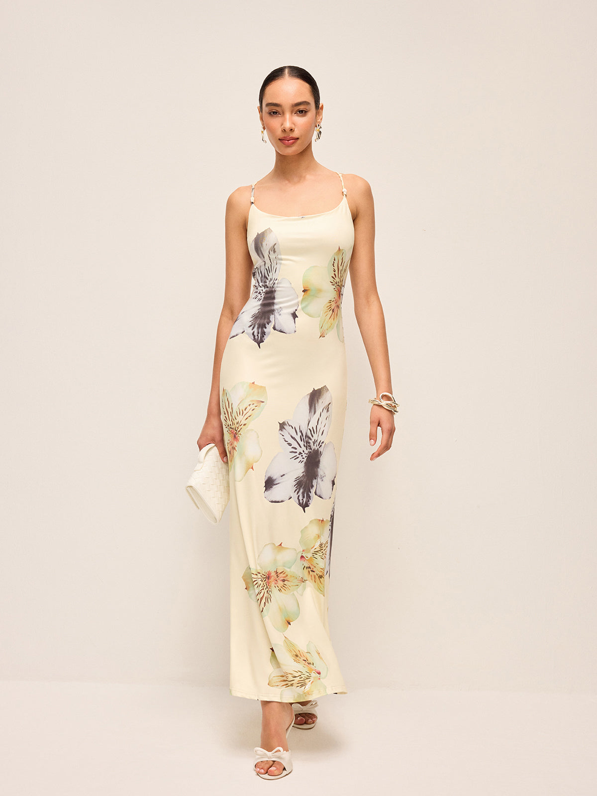 Backless Lace-Up Floral Dress