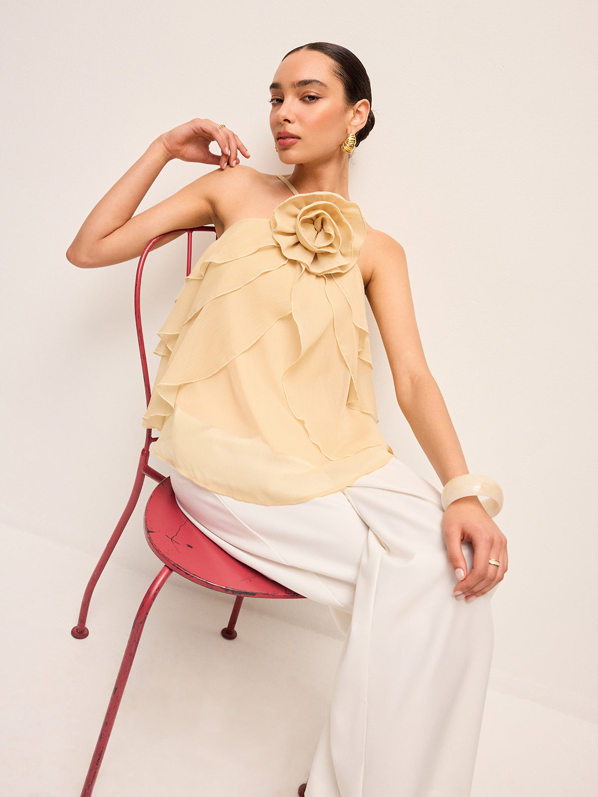 Floral Ruffle Halter Top