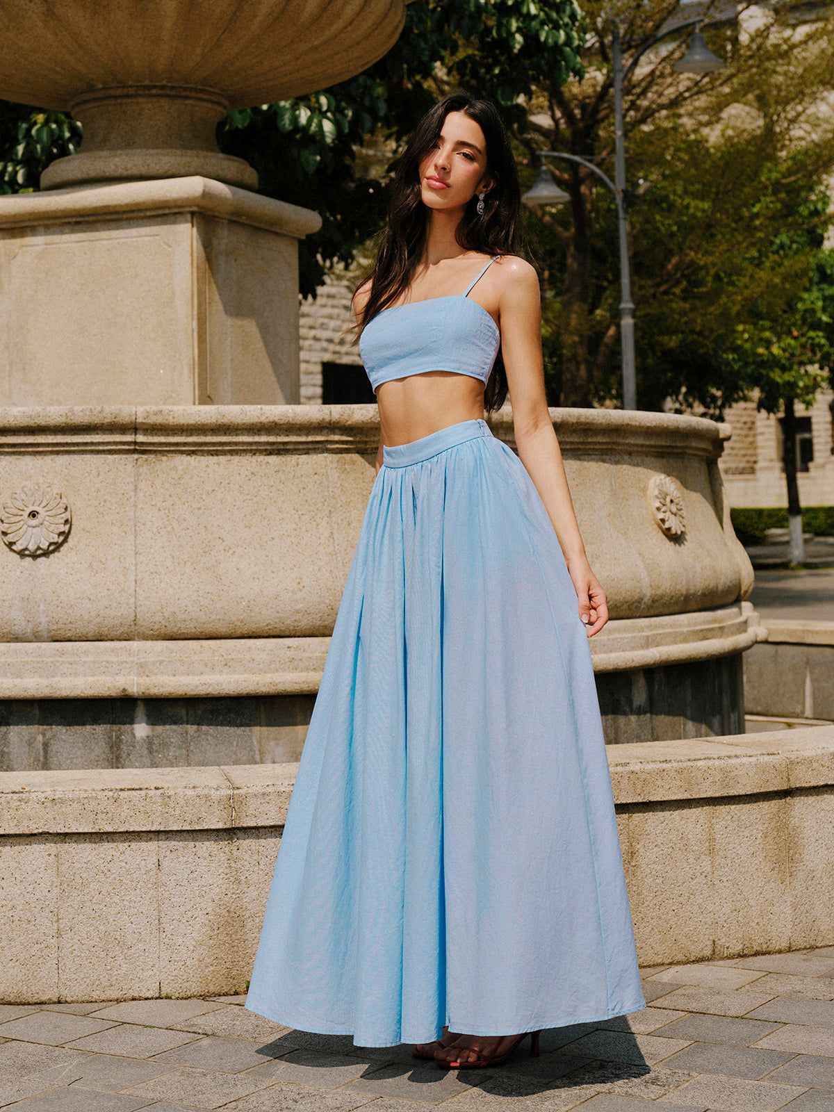 Cotton & Linen Pocket Detail Skirt Set