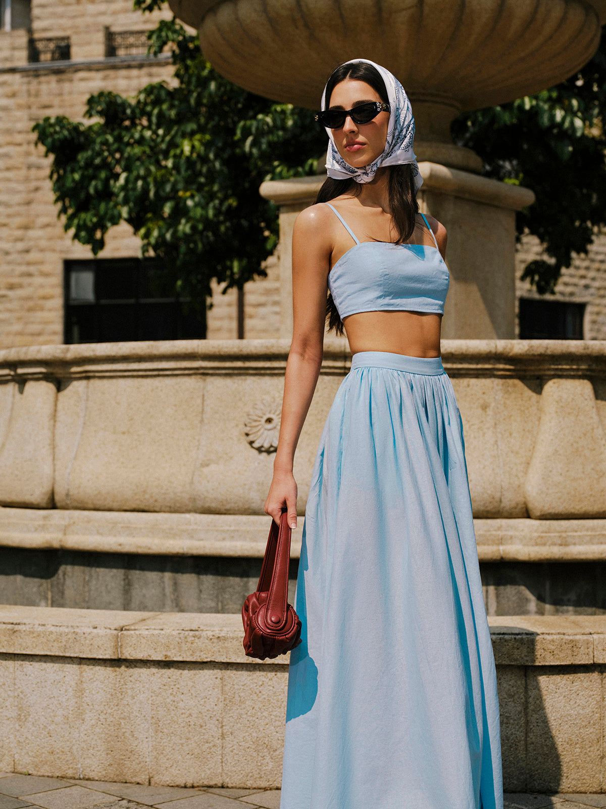 Cotton & Linen Pocket Detail Skirt Set