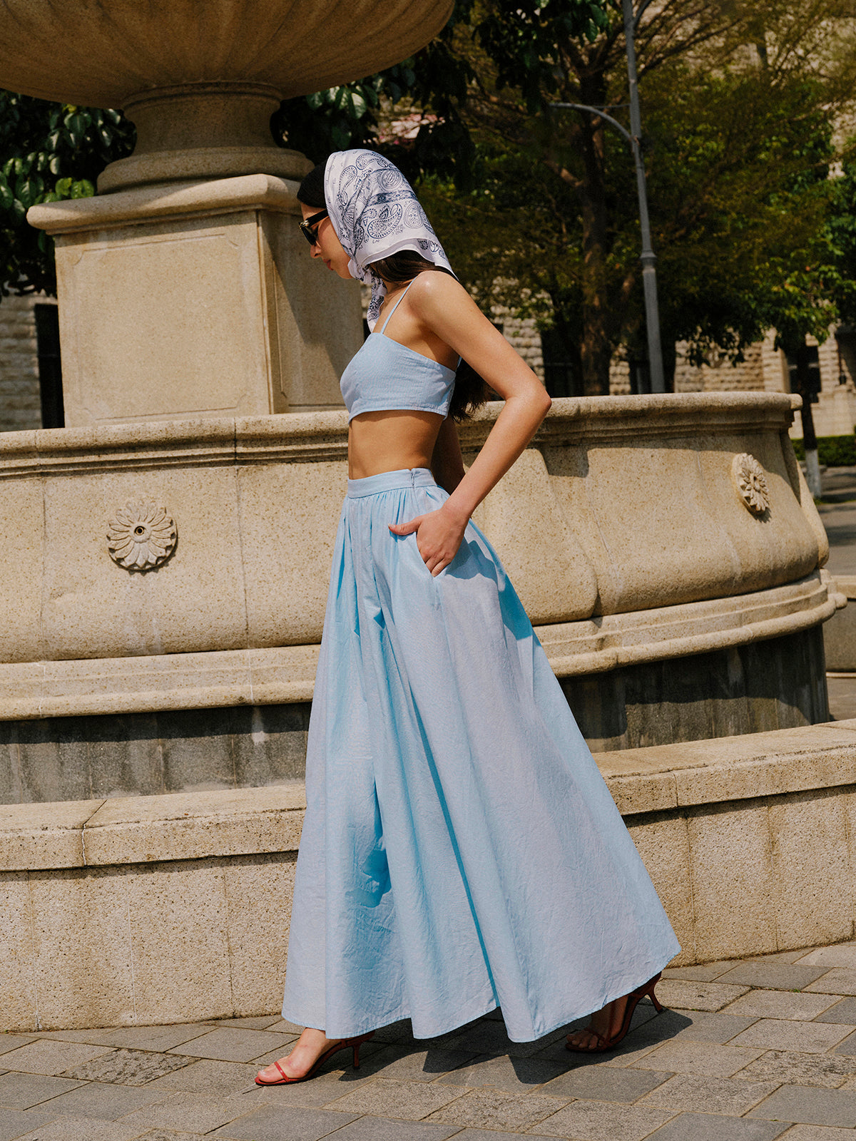 Cotton & Linen Pocket Detail Skirt Set