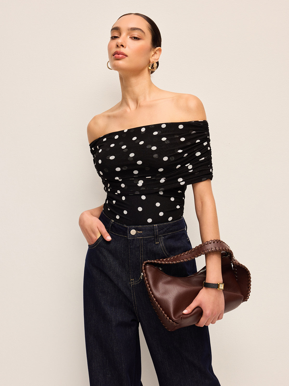 Polka Dot Off-Shoulder Bodysuit