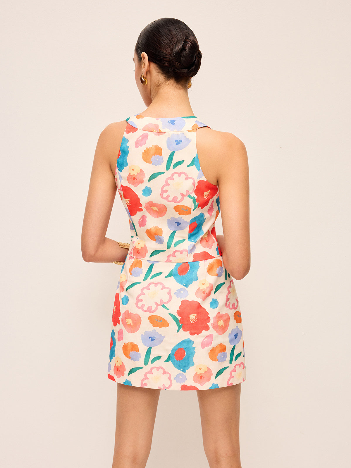 Floral Button Detail Skirt Set