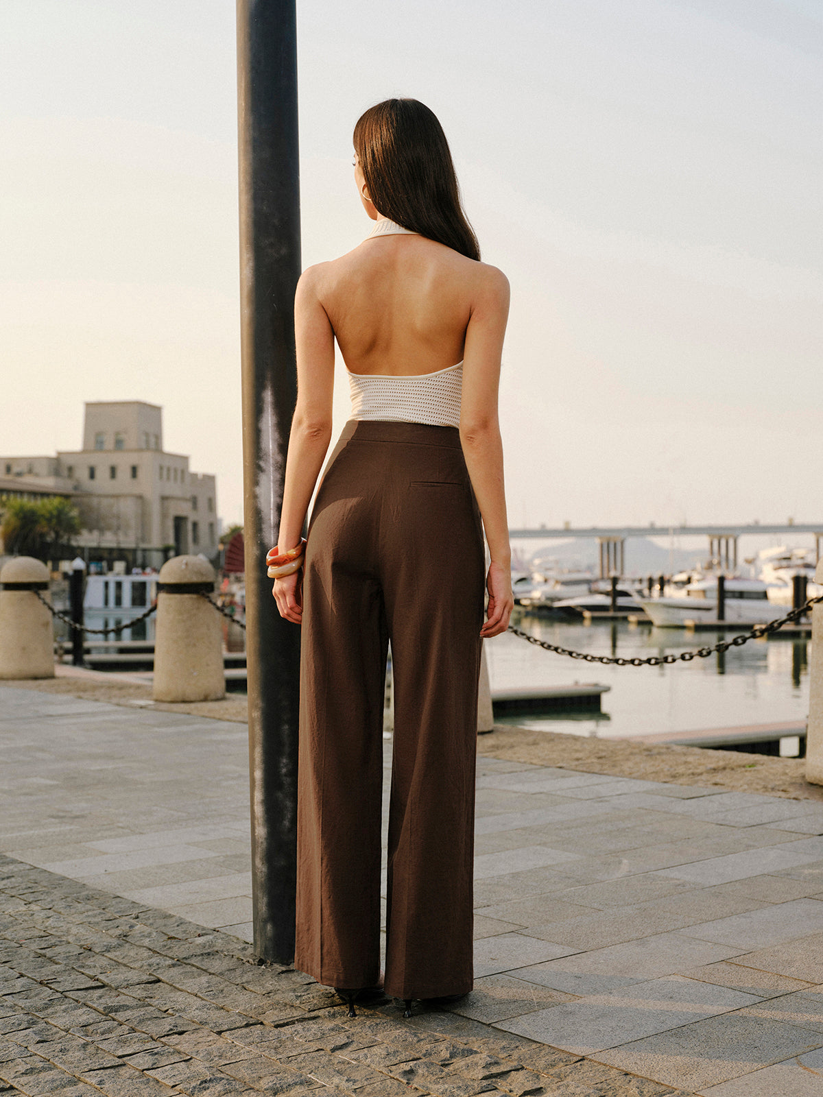 Cotton & Linen Mid-Waist Pants