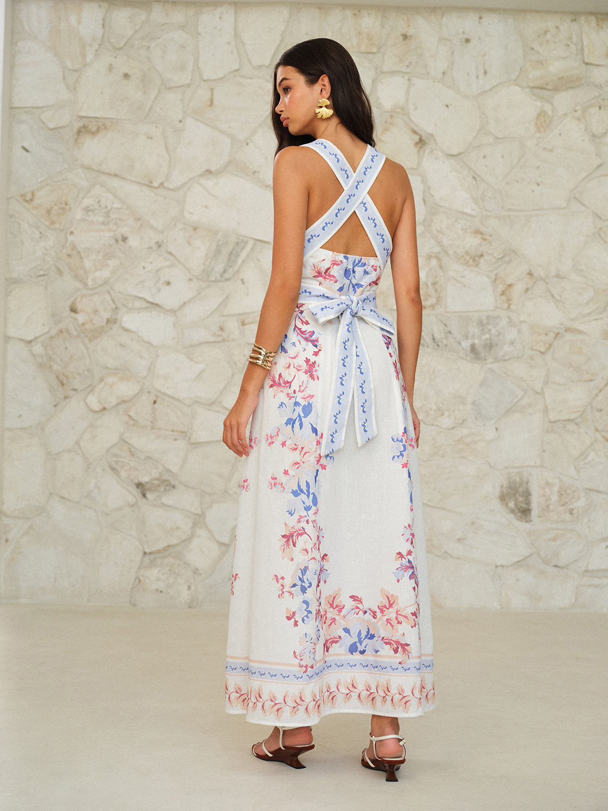 Sleeveless Floral Print Maxi Dress