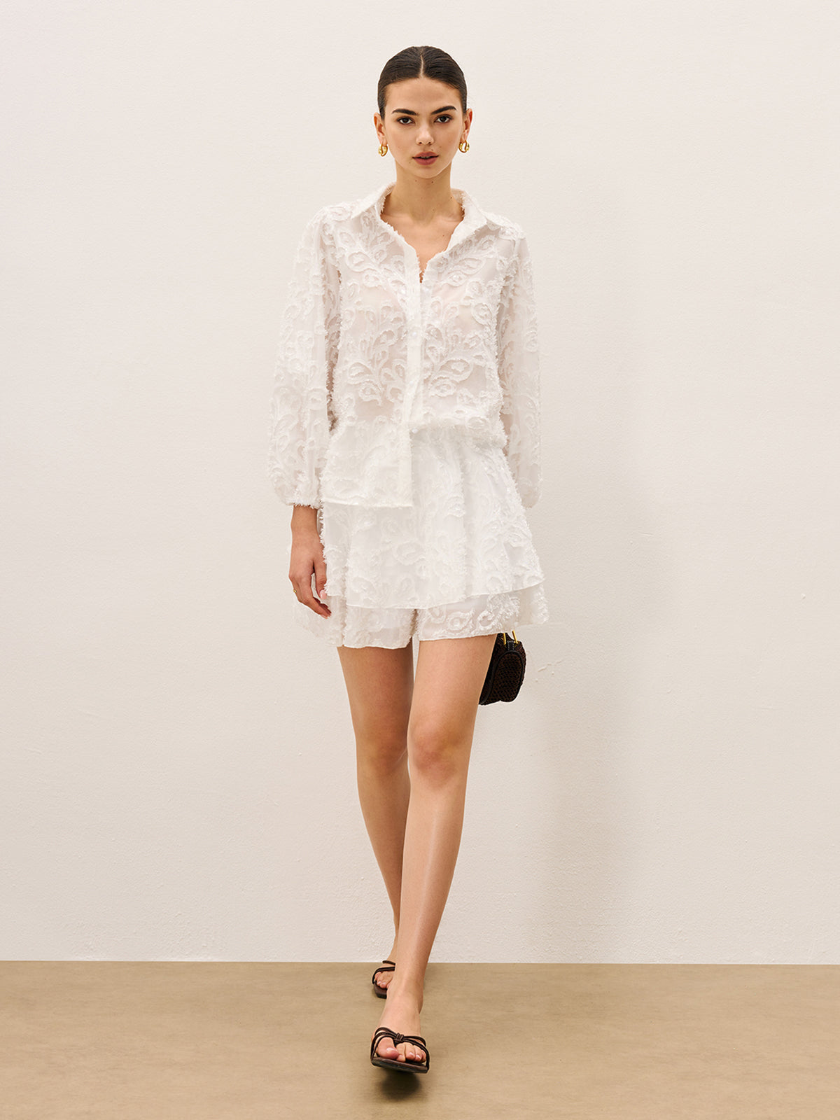 Sheer Embroidered Skirt Set