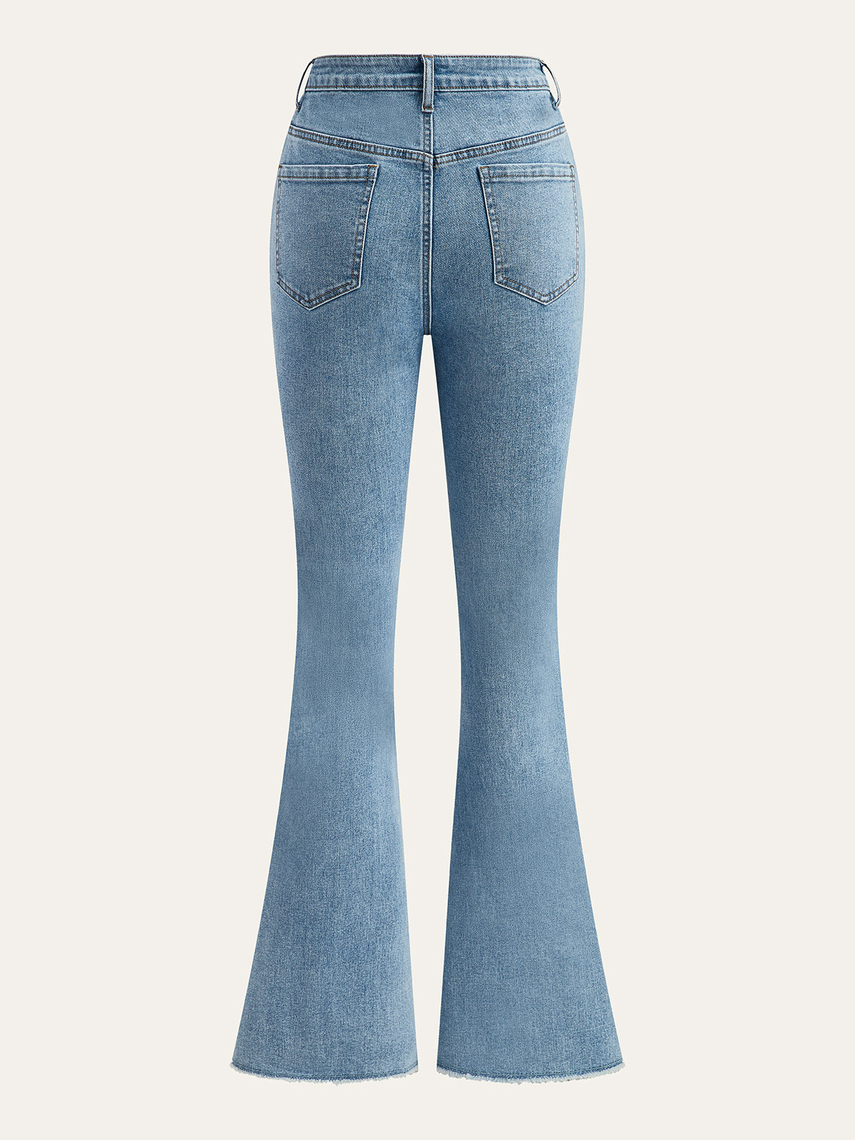 Mid-Waisted Button-fly Flared Jeans