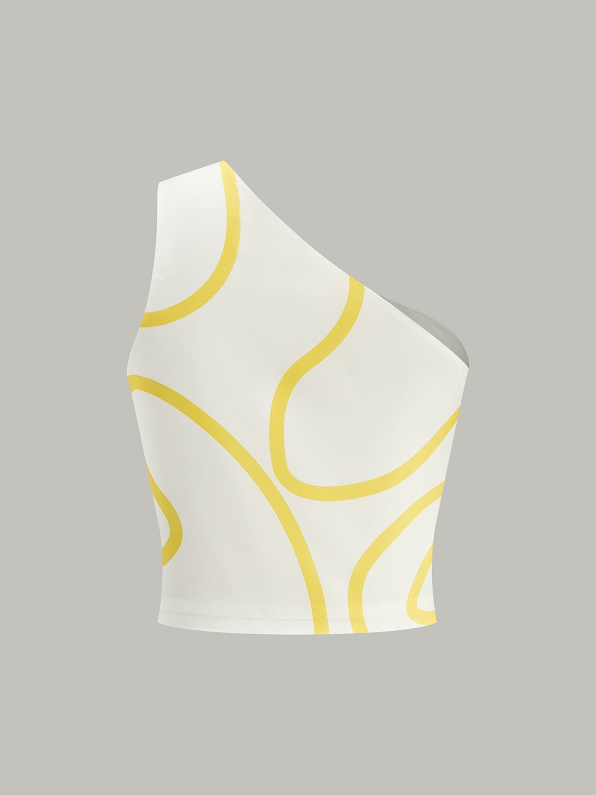 One-Shoulder Abstract Print Crop Top and Tiered Maxi Skirt Set