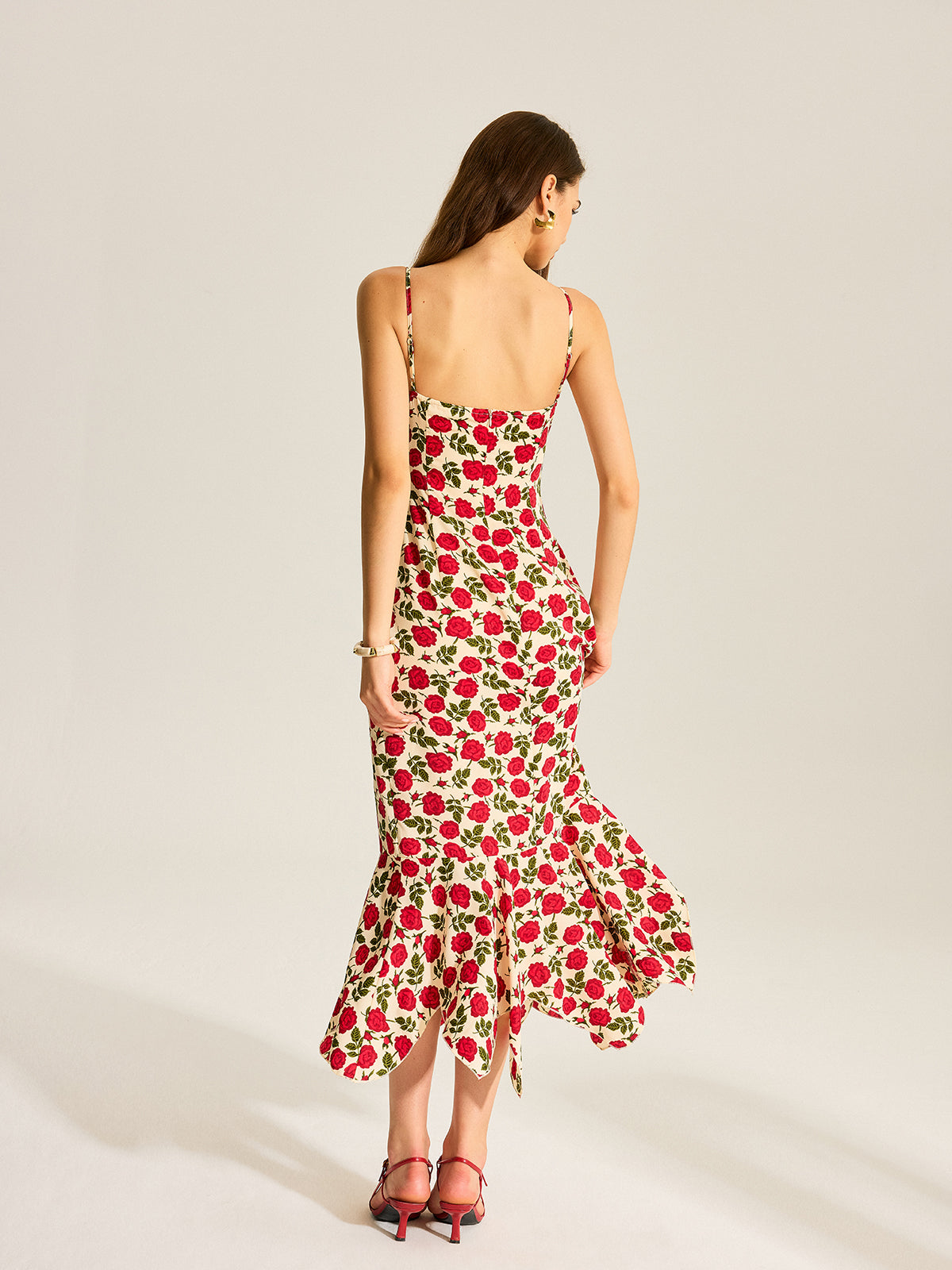 Floral Print Ruffle Hem Maxi Dress