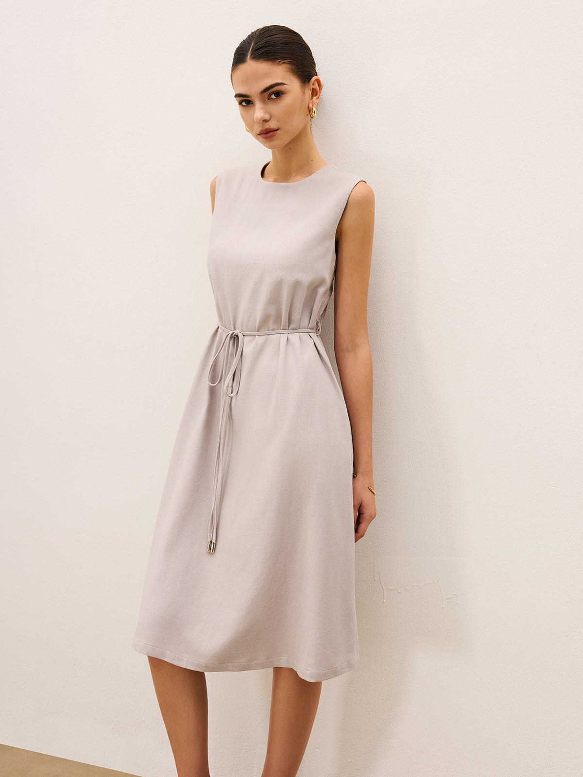 Sleeveless Tie Detail Midi Dress