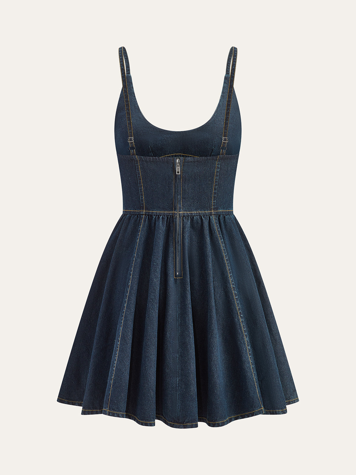Backless Denim Flare Dress