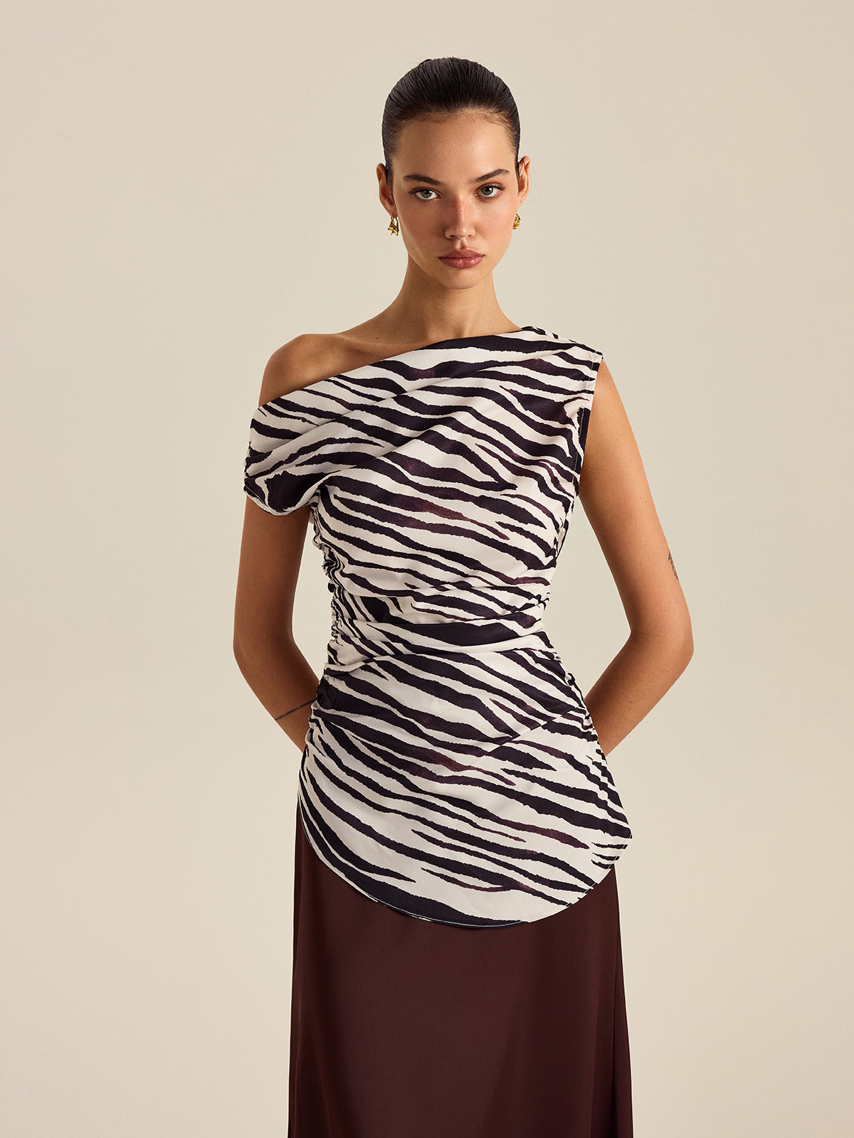 Zebra Print Off-Shoulder Top