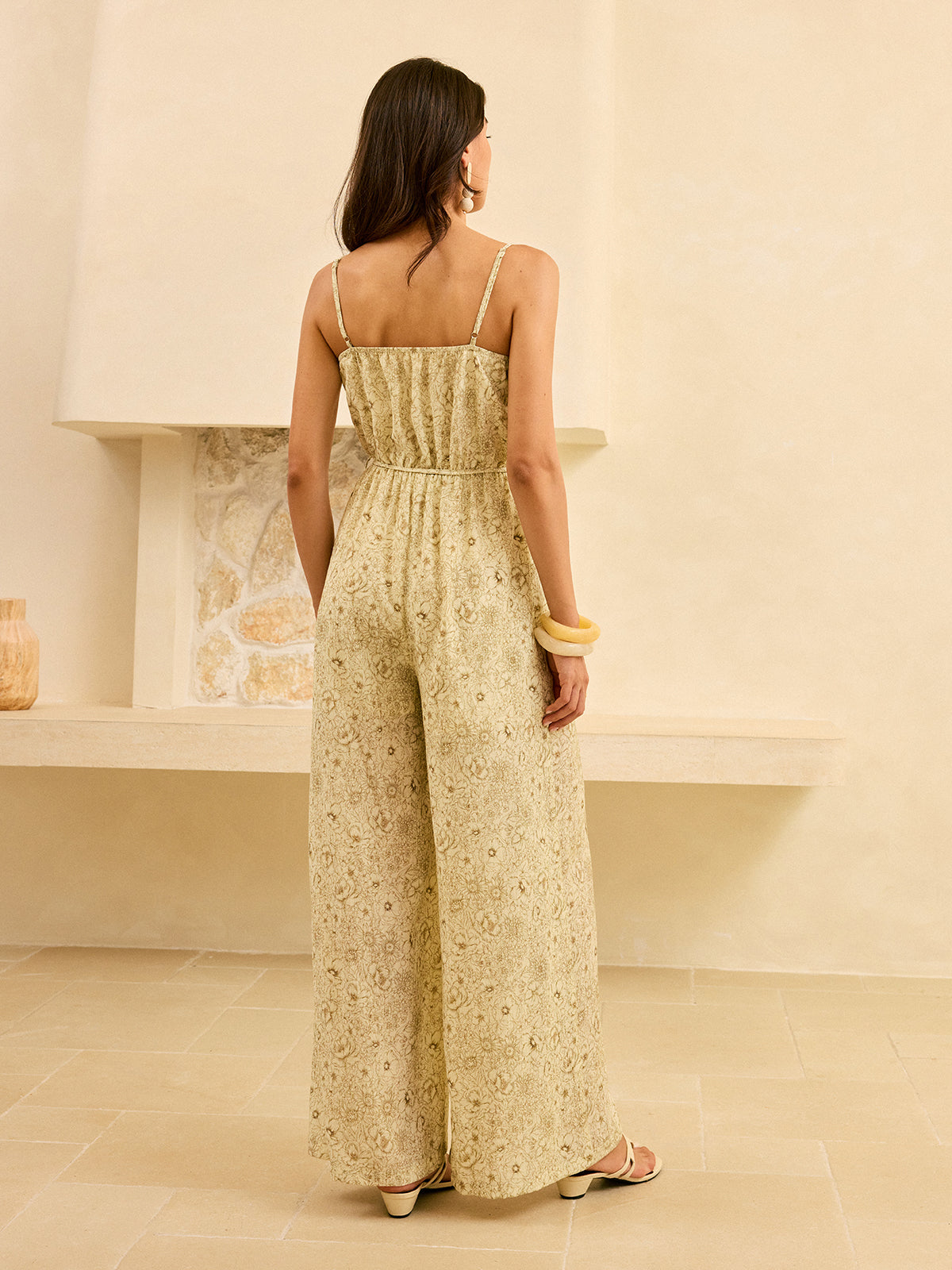 Pocketed Wide-Leg Jumpsuit with Tie-Waist