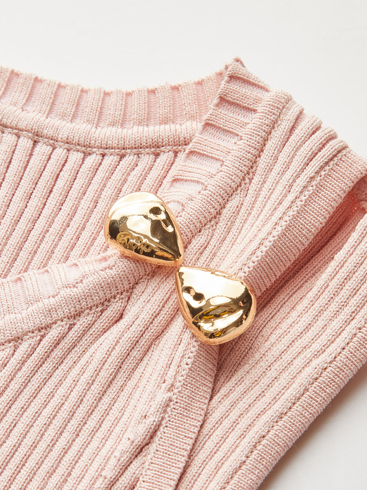 Gold-Toned Buttoned Sleeveless Skirt Set