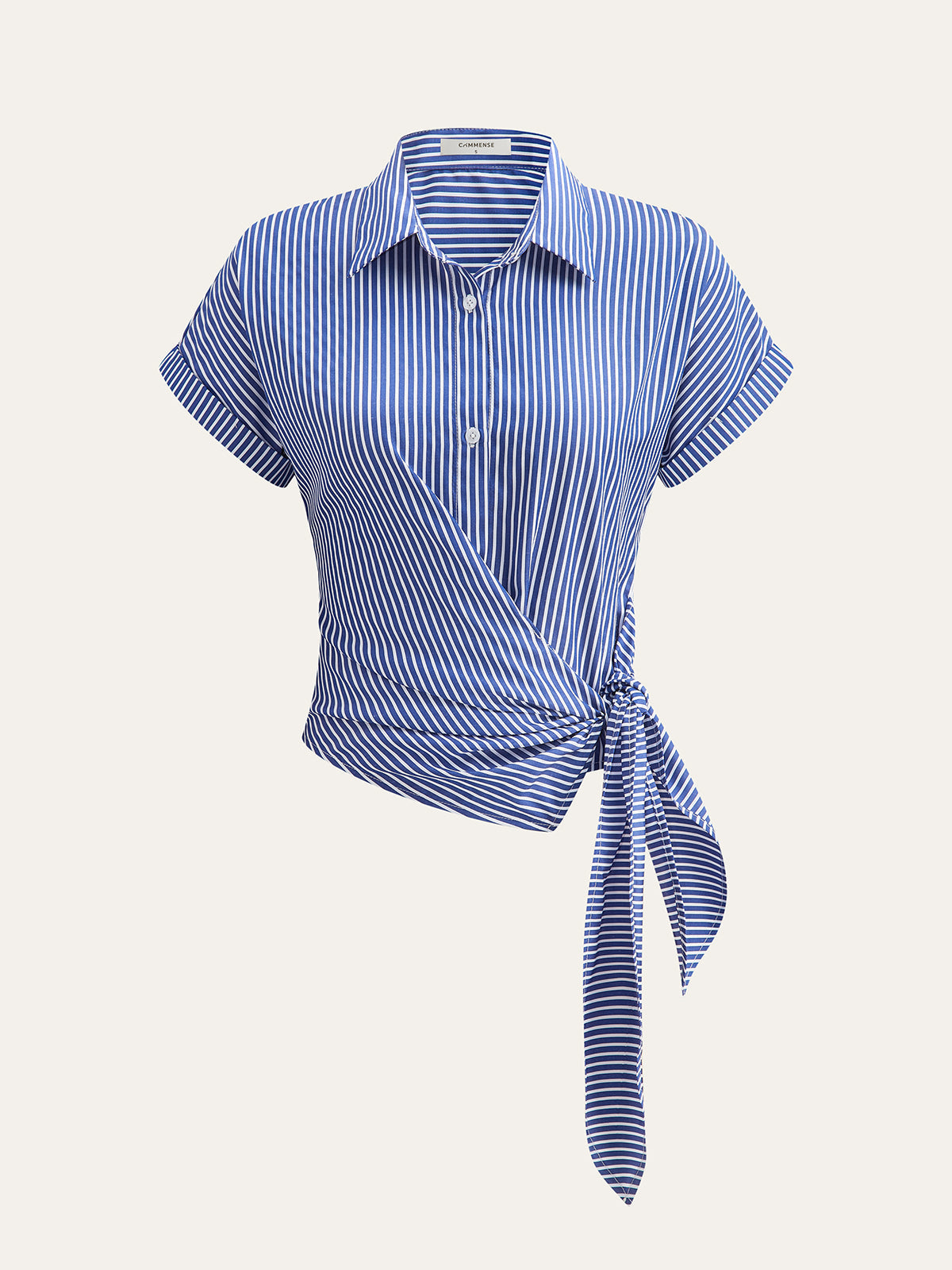 Striped Asymmetric Draped Blouse