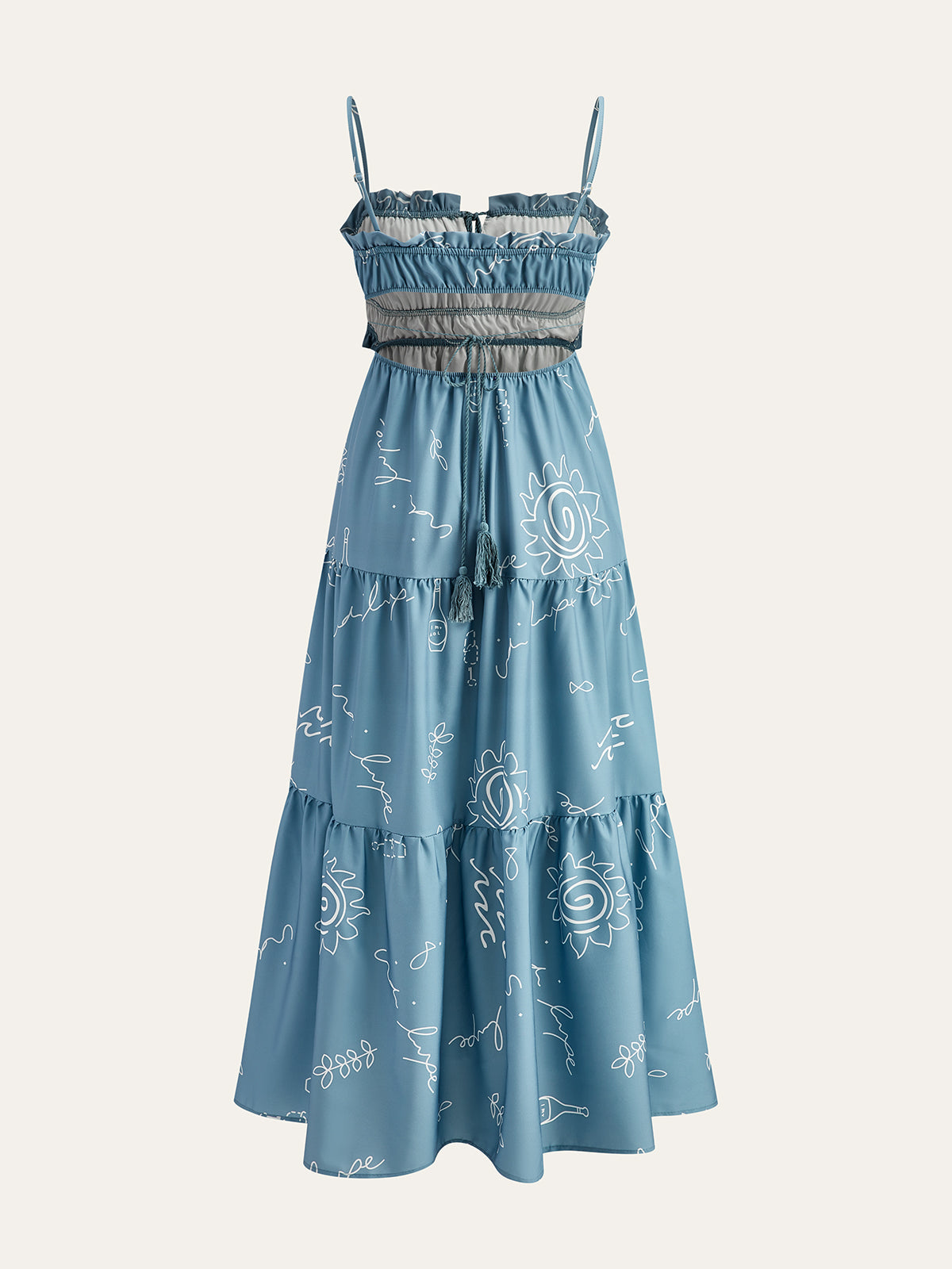 Printed Spaghetti Strap Tiered Maxi Dress