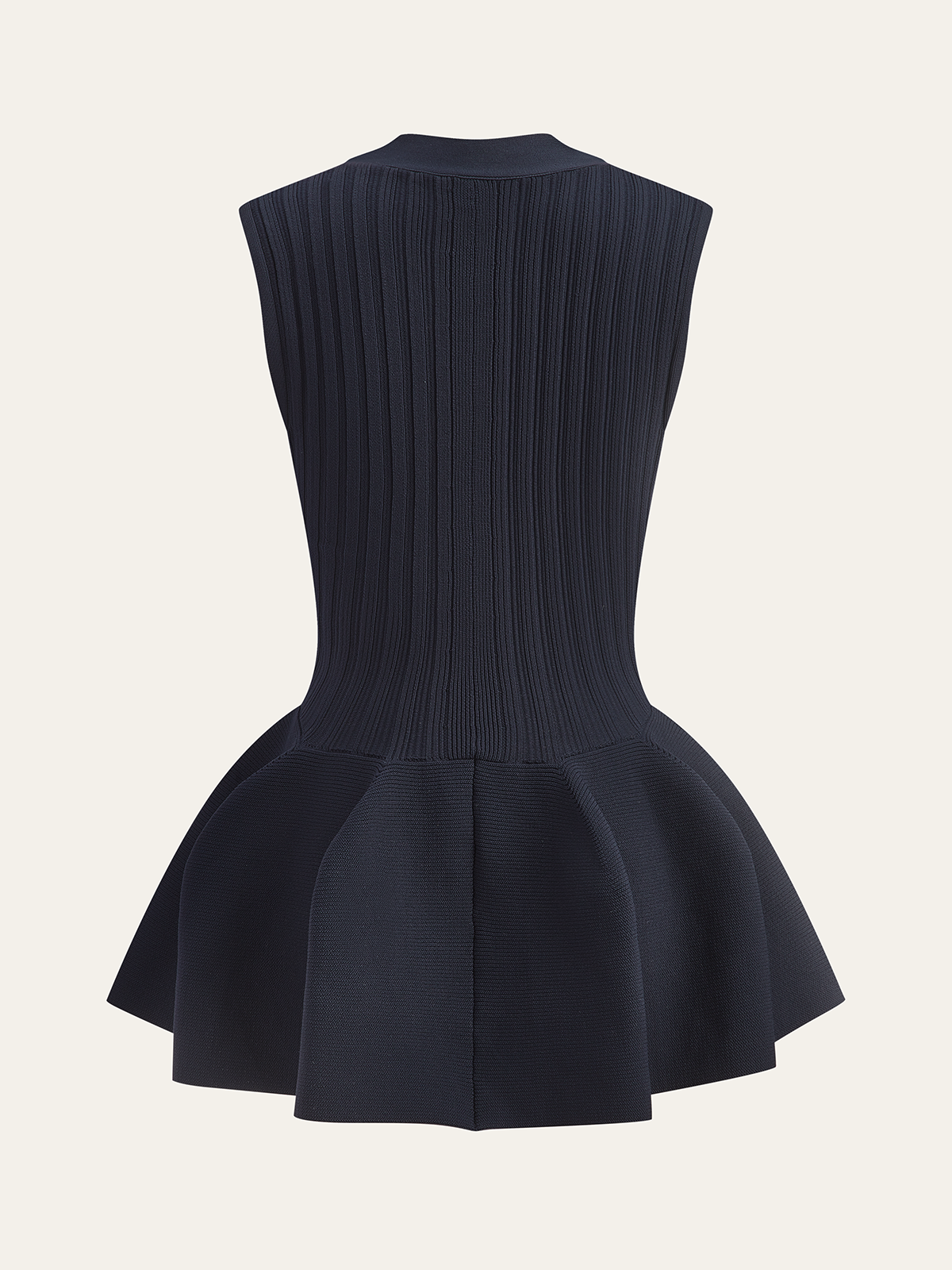 Structured Peplum Button-Up Knit Vest