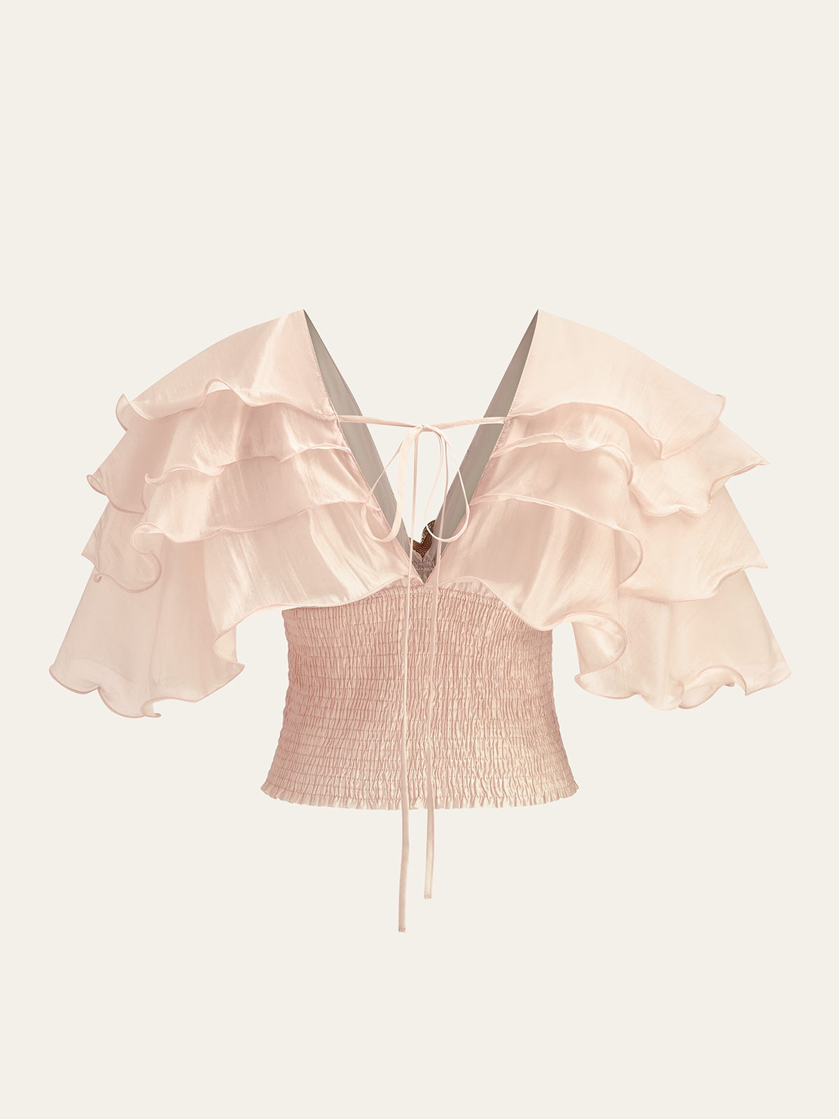 Ruffled Metal Decor Waist-Cinching Top