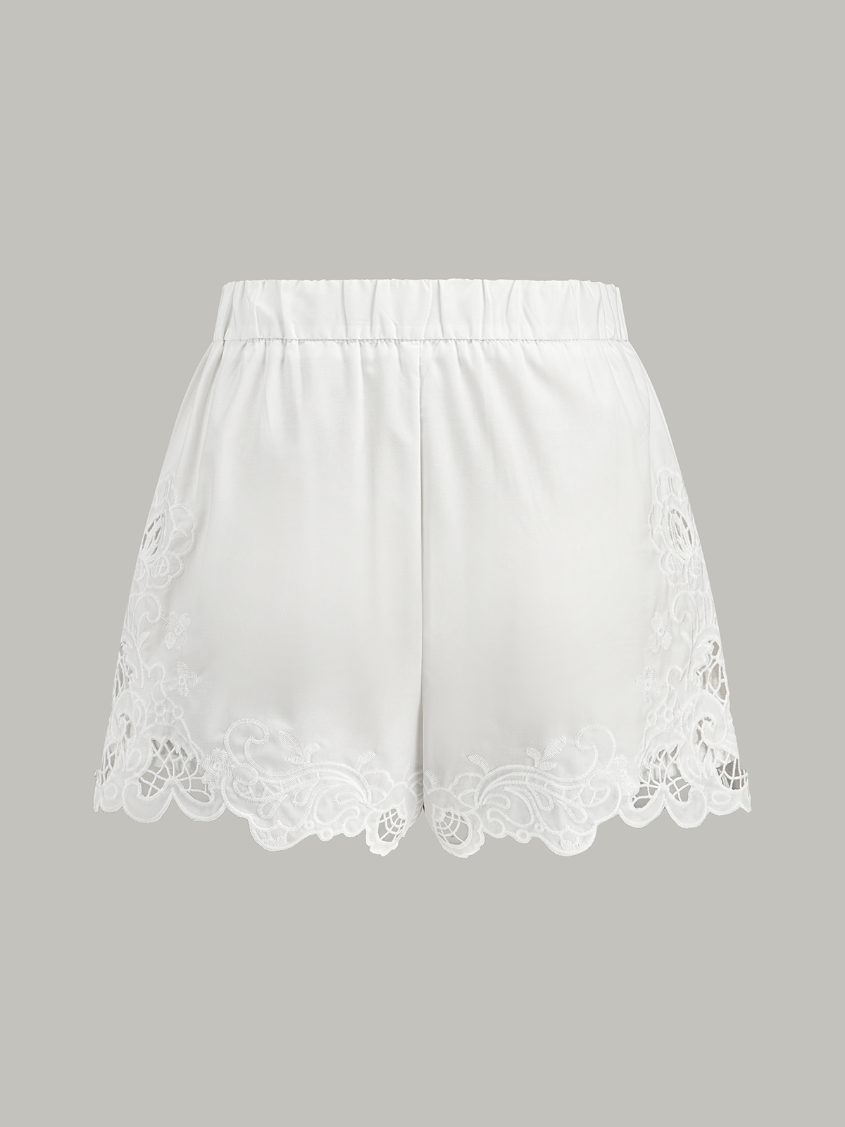 Lace Trim High-Waist Shorts