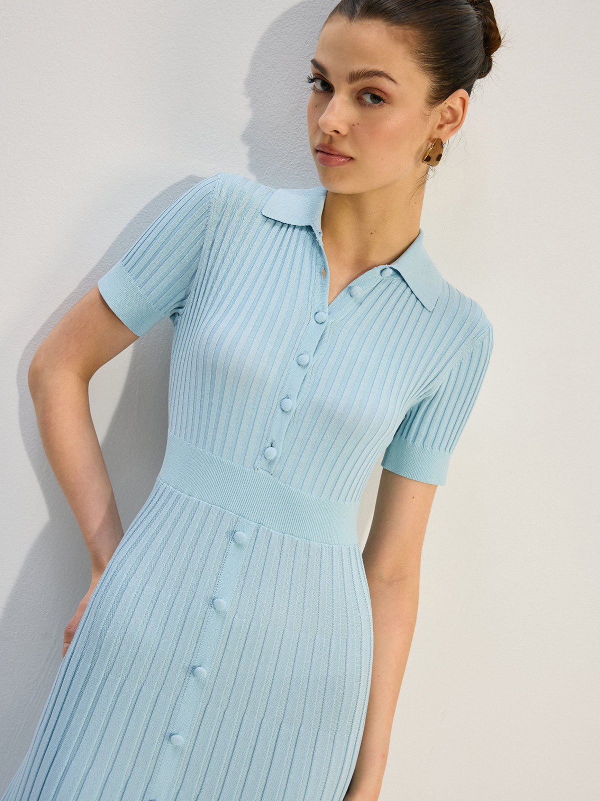 Knit Button-Front Maxi Dress