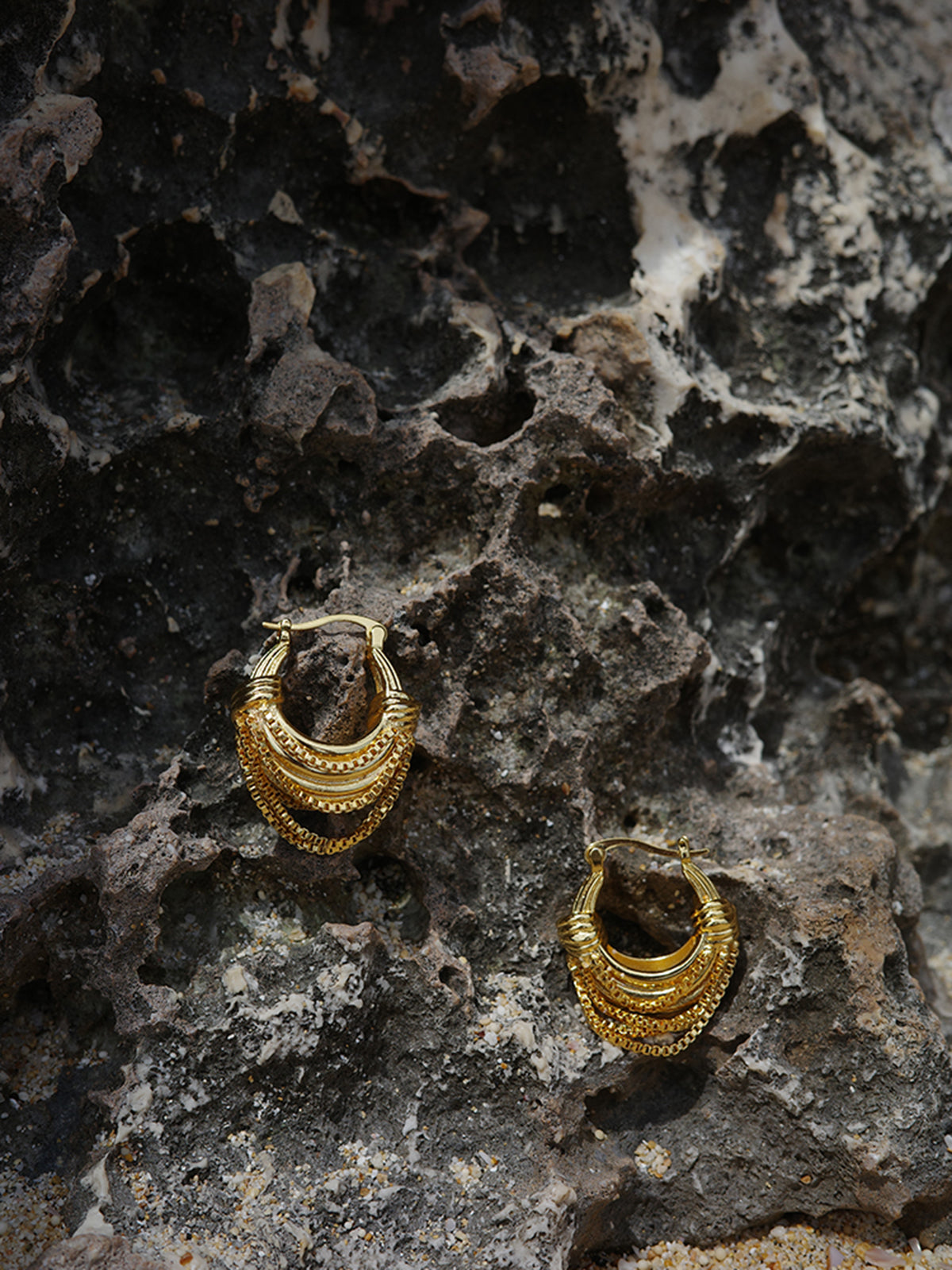 Golden Multi-Layered Hoop Earrings