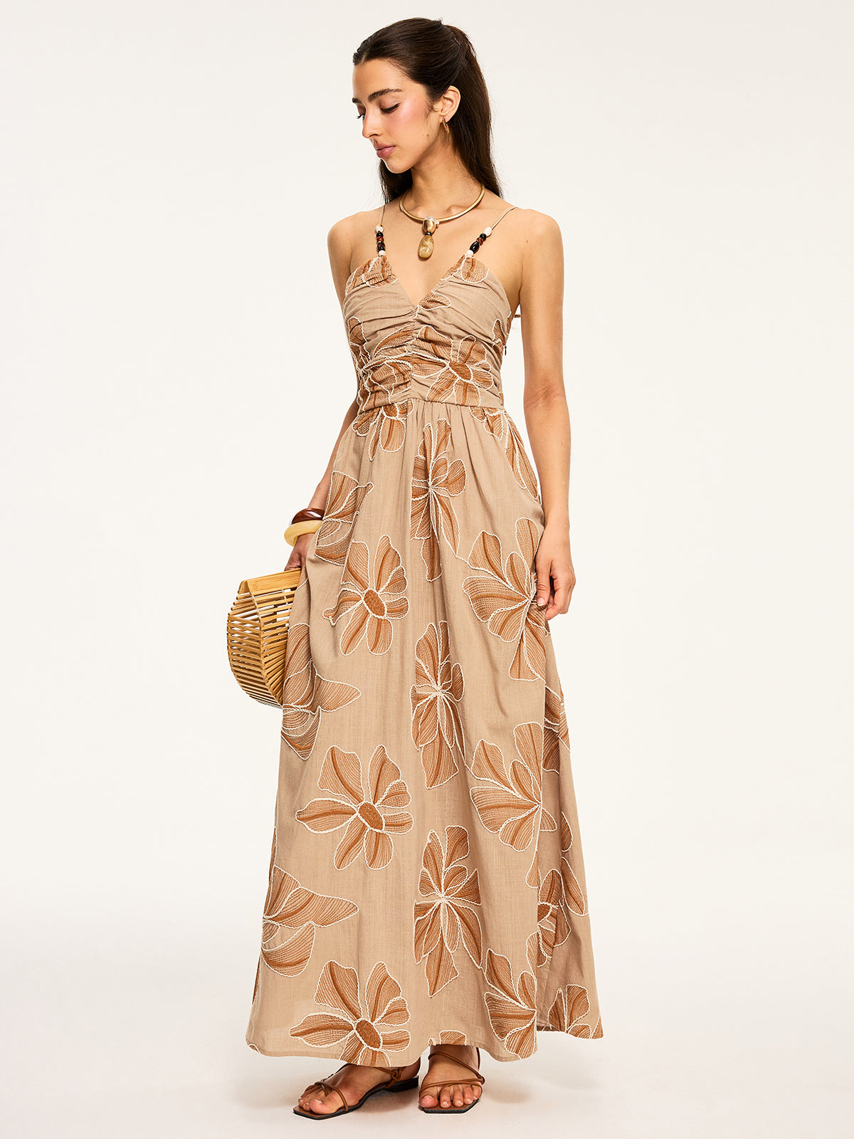 Floral-print Backless Maxi Dress