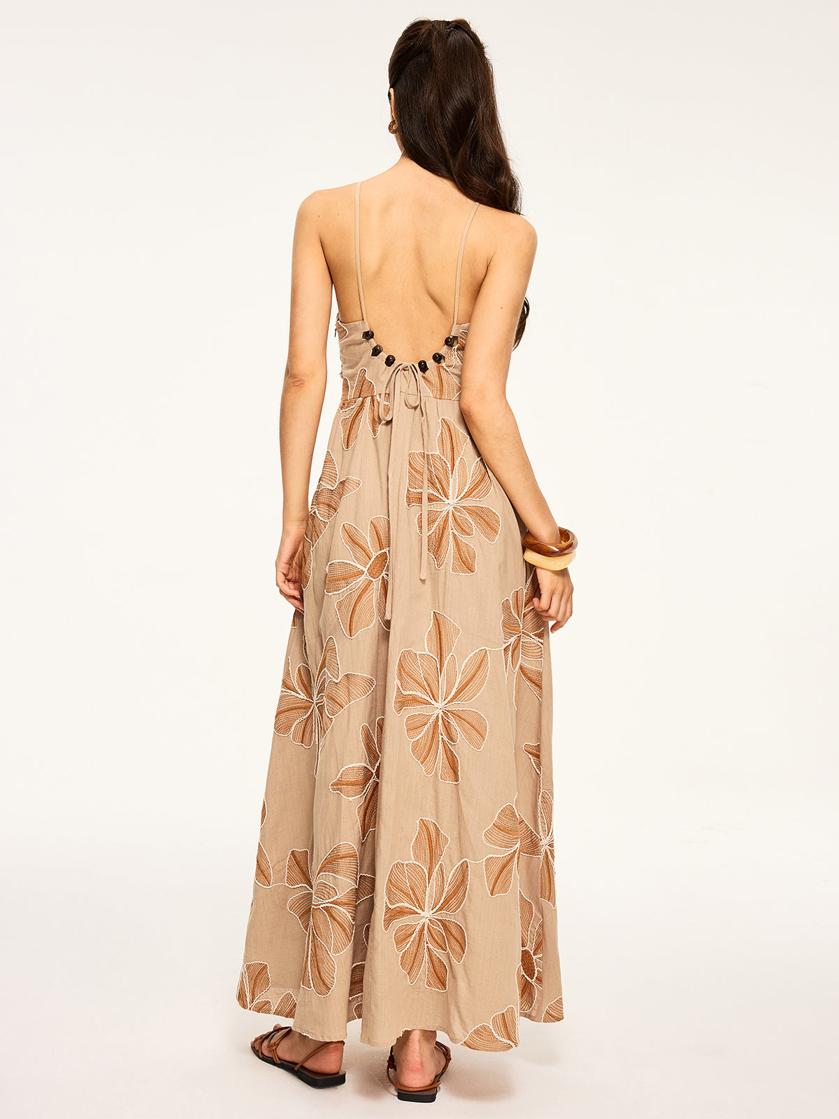 Floral-print Backless Maxi Dress