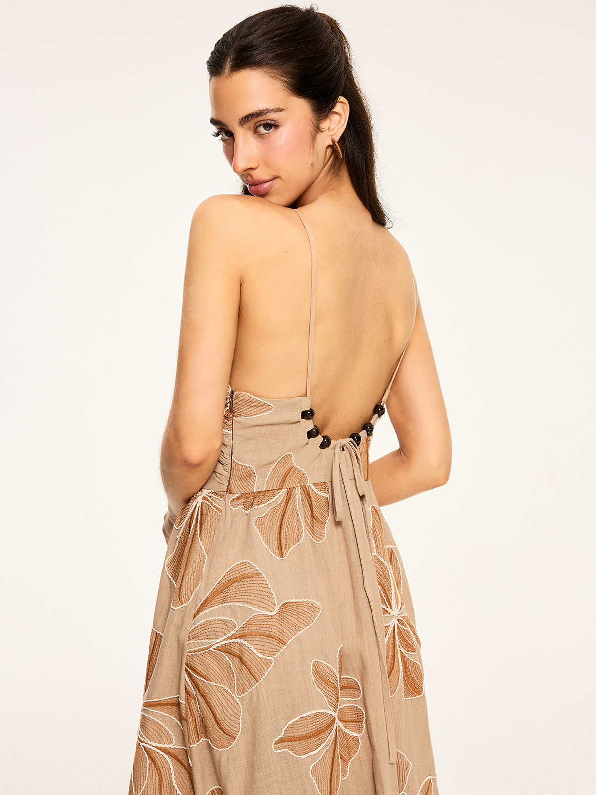 Floral-print Backless Maxi Dress