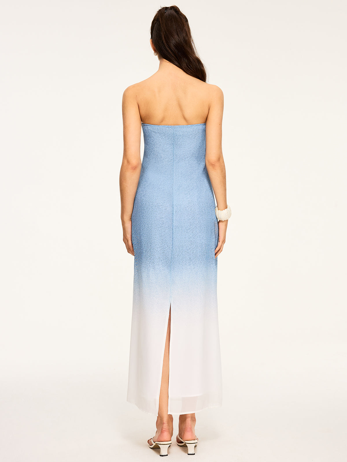 Gradient Strapless Maxi Slit Dress