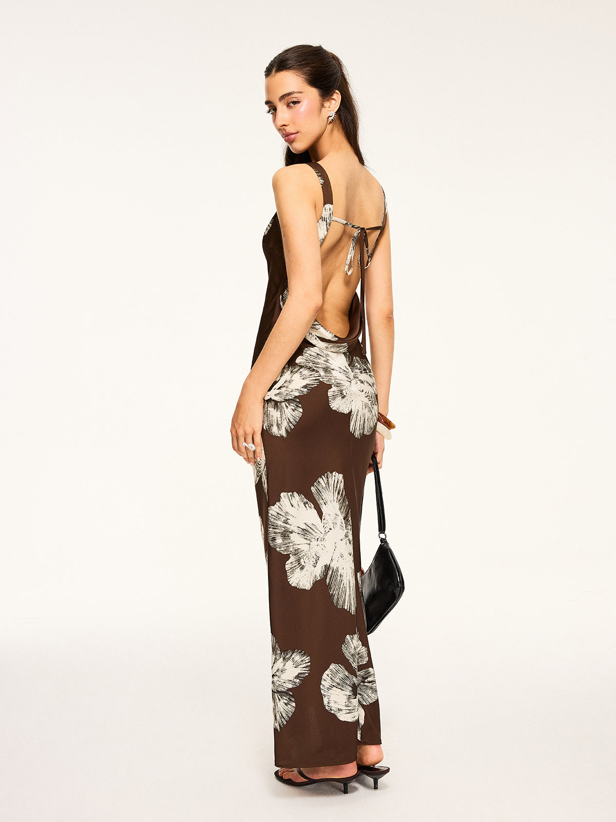 Floral Print Tied Backless Dress
