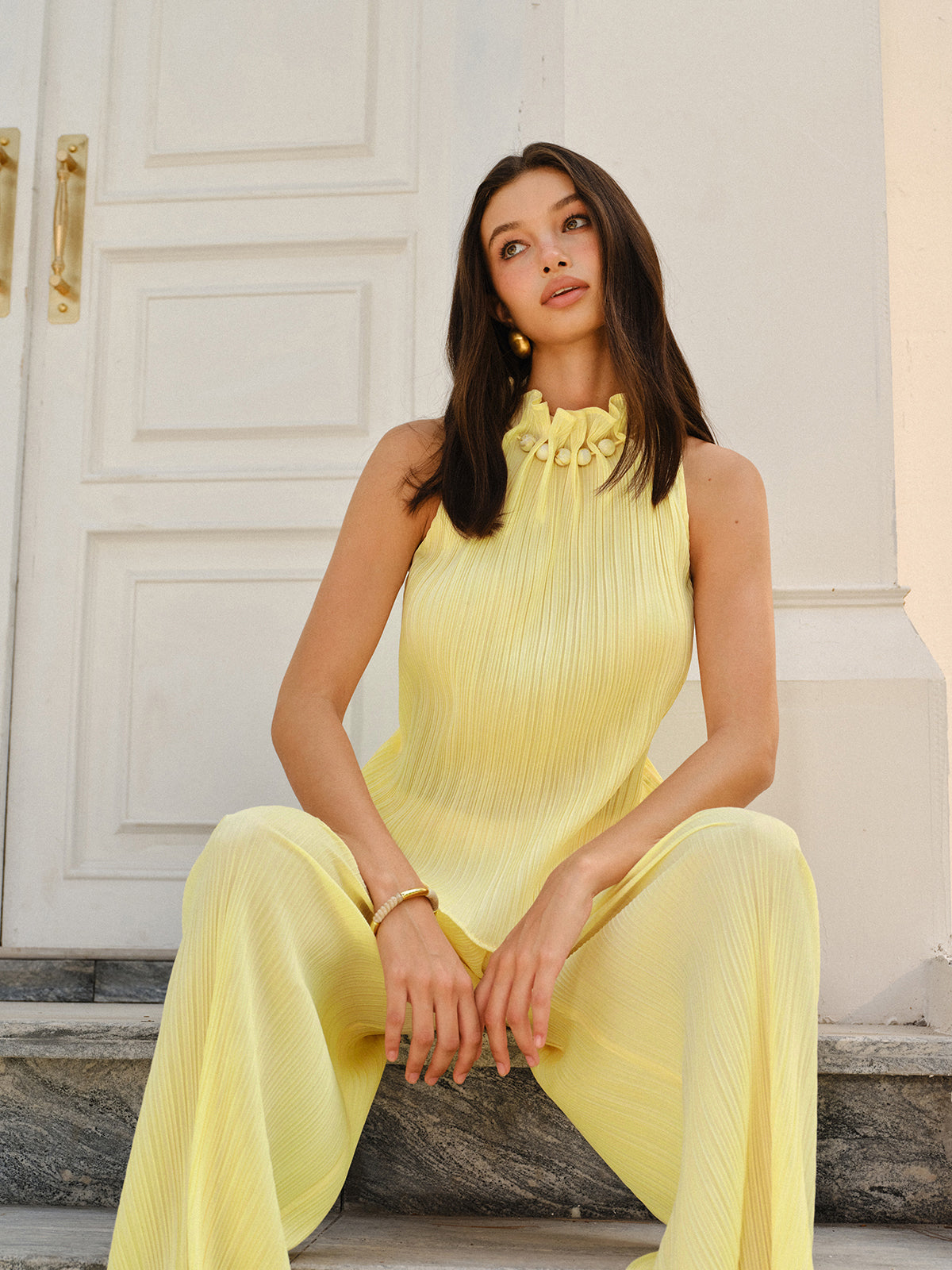 Pleated Trousers Pants Set