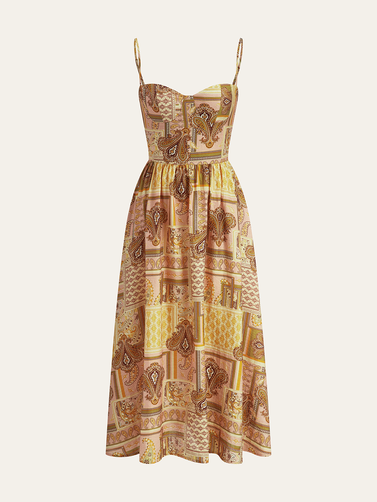 Paisley Print Spaghetti Strap Midi Dress
