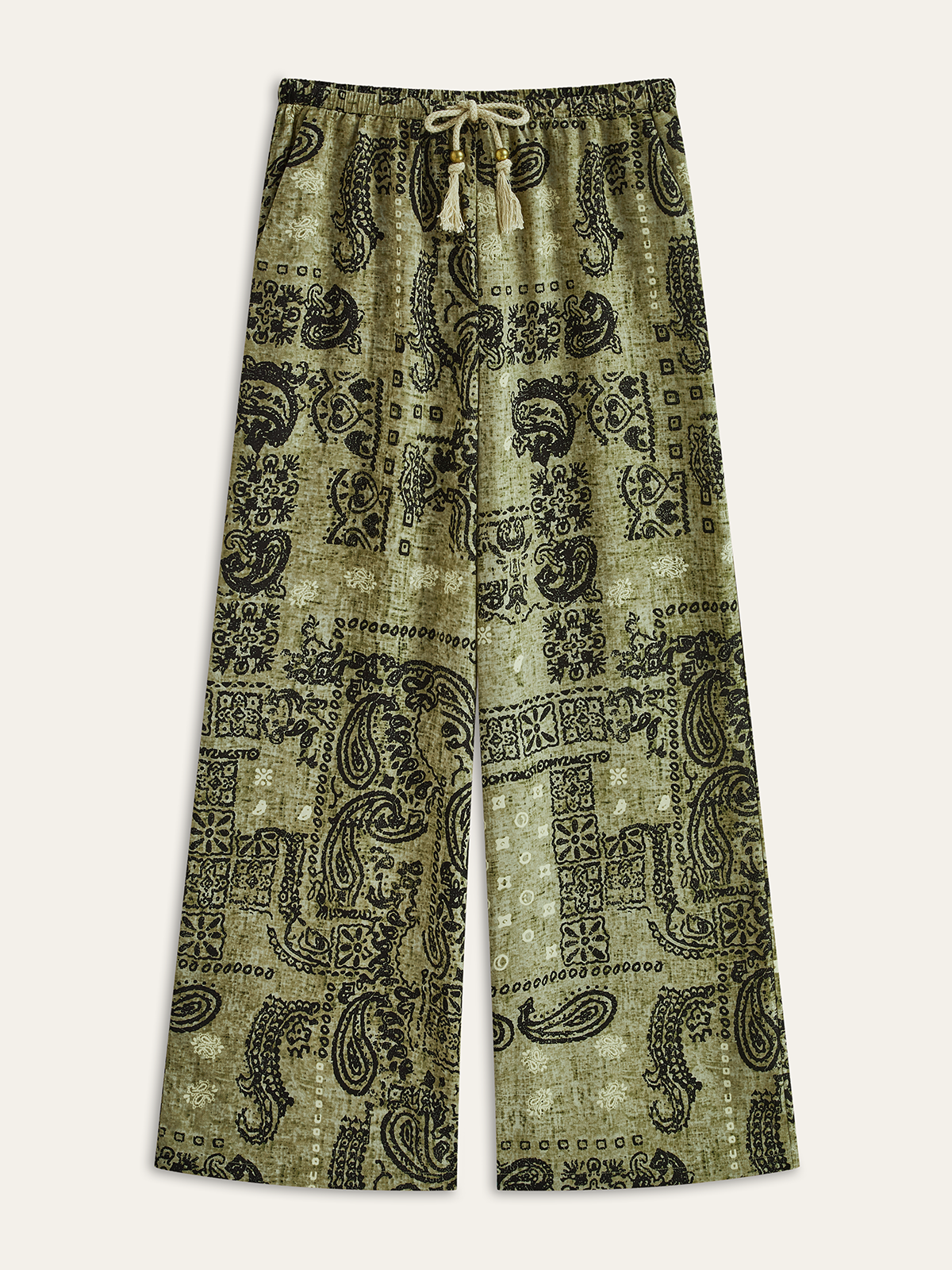 Paisley Print Wide-Leg Pants