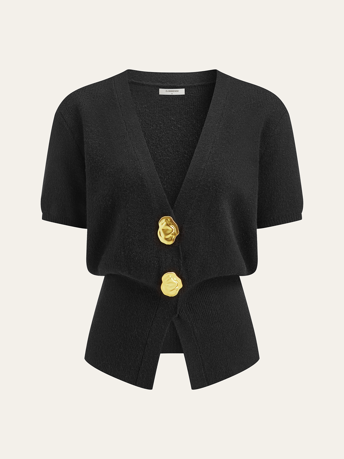 Metal Button V-Neck Sweater