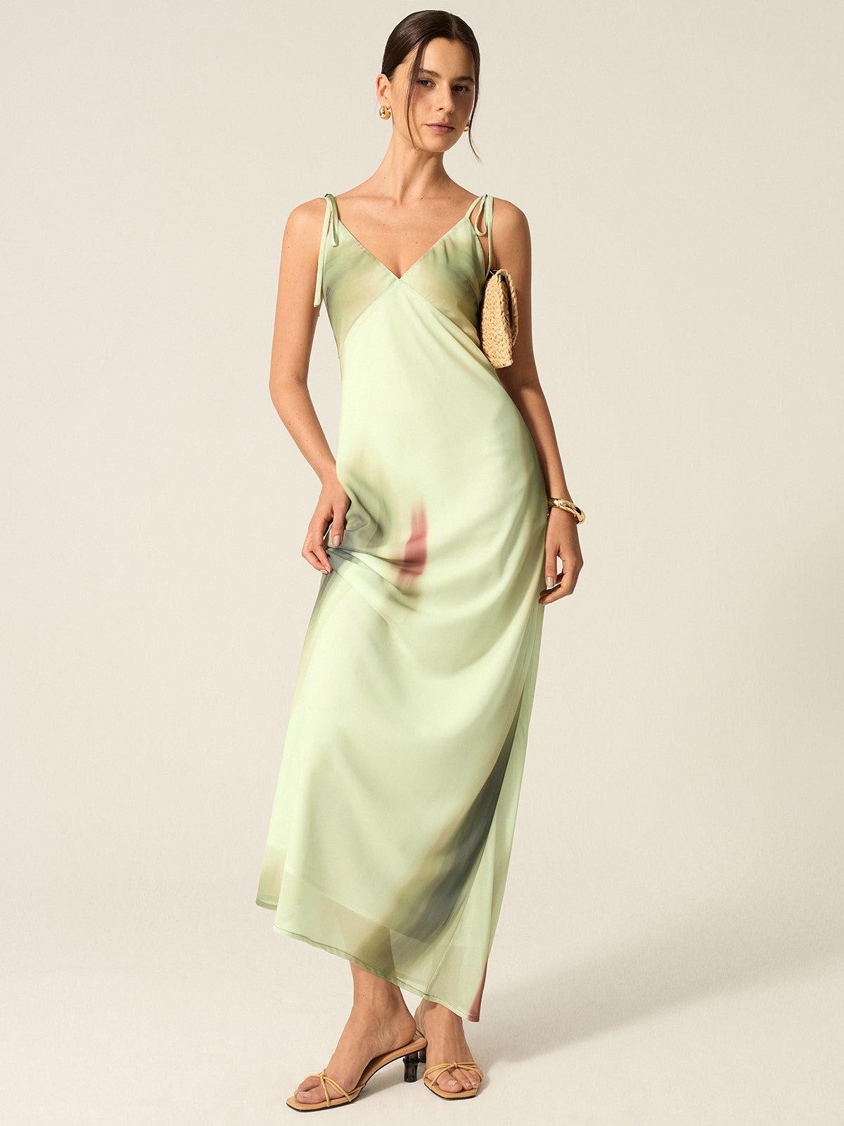 V-Neck Printed Maxi Dress