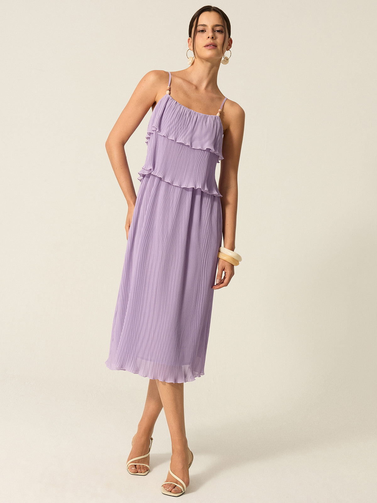 Tiered Pleated Maxi Dress