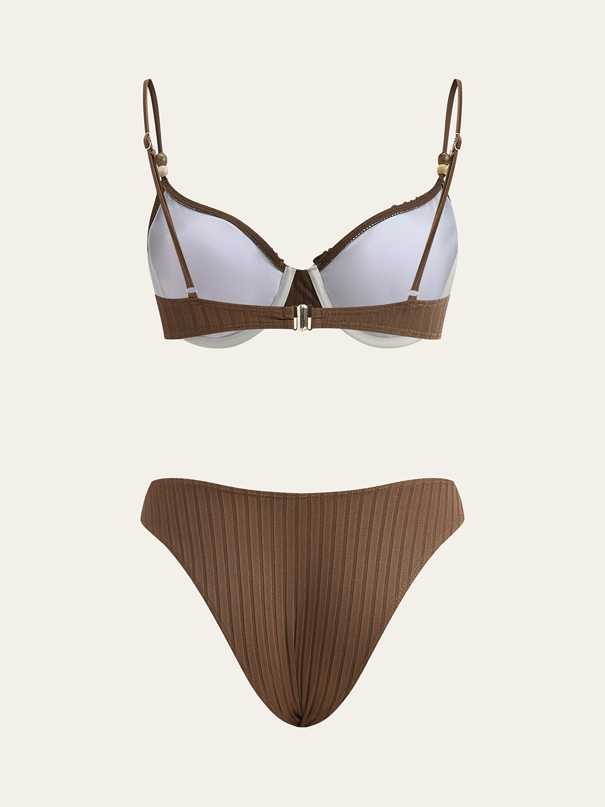 Ribbed Bikini Set with Ruffled Detailing