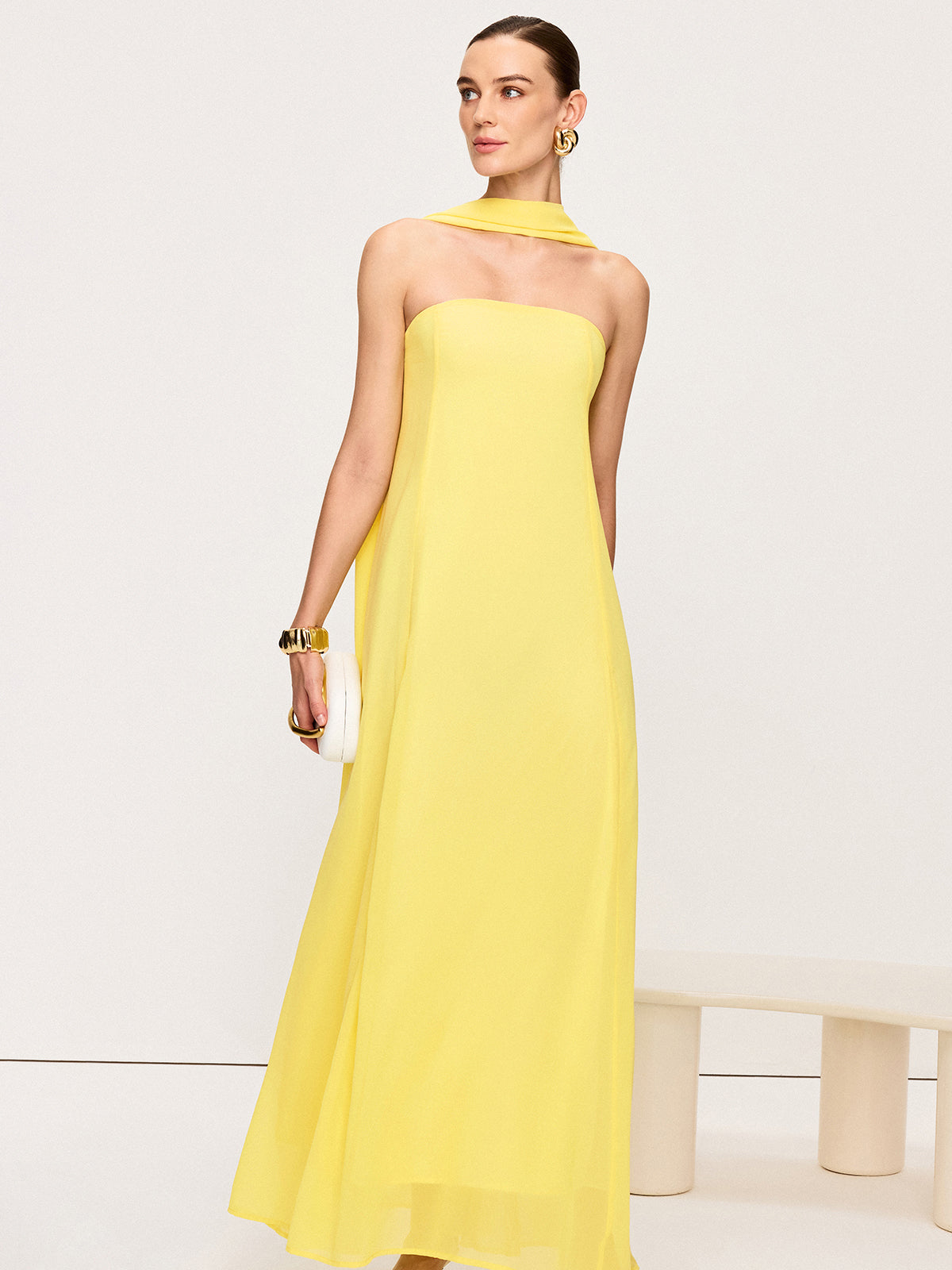 Halter Neck Chiffon Maxi Dress