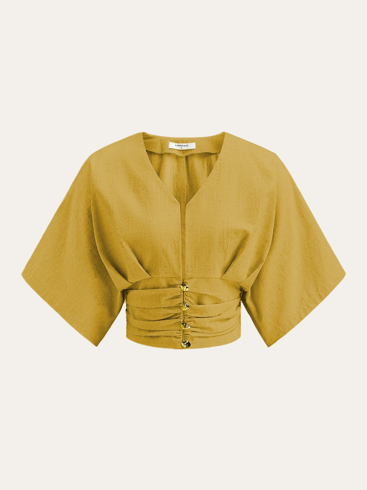 Cotton & Linen Kimono Sleeve Button Top