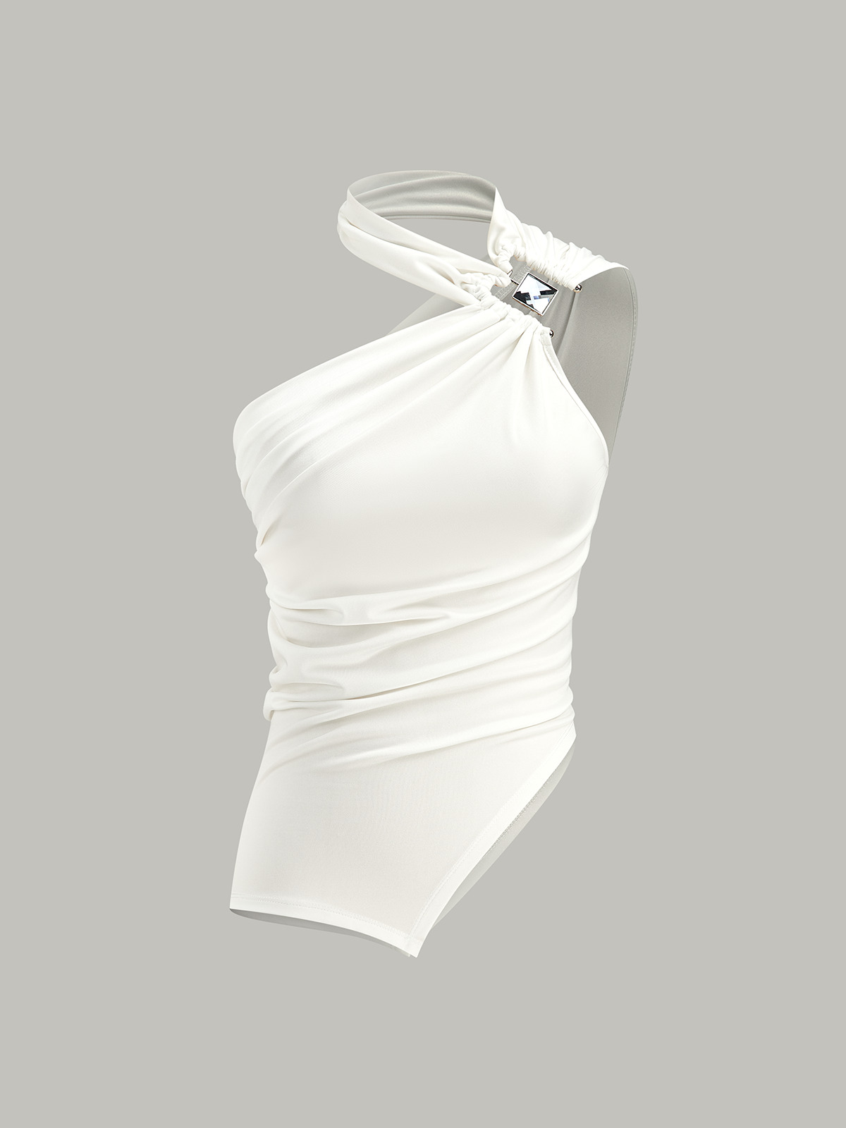 Asymmetrical Halter Neck Ruched Top
