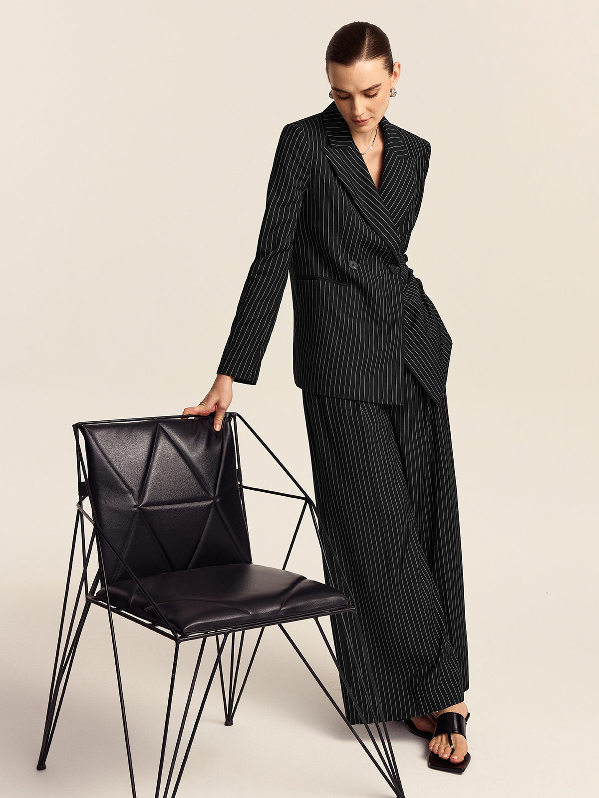 Striped Double-Breasted Blazer