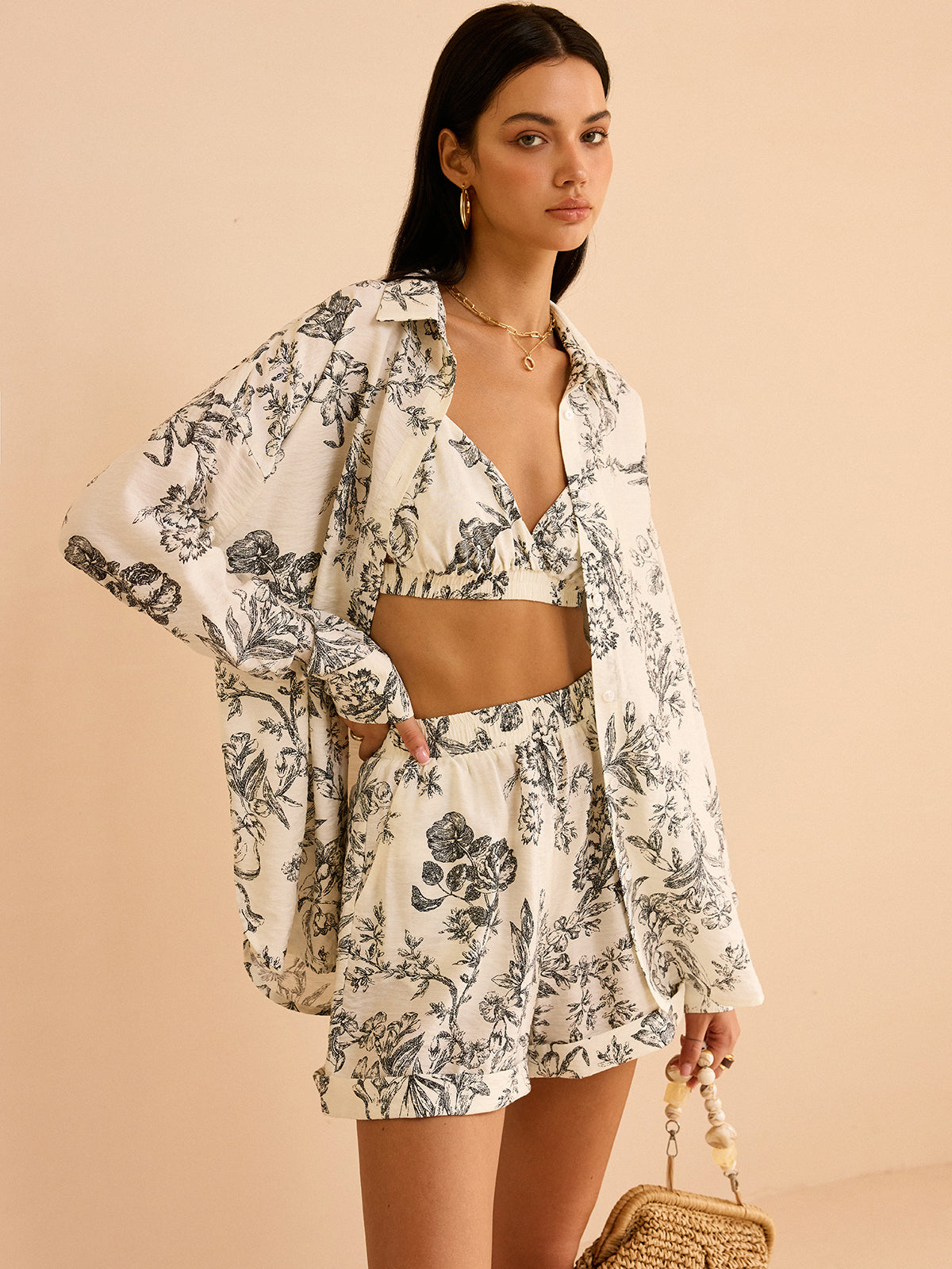 Floral Print Three-Piece Set